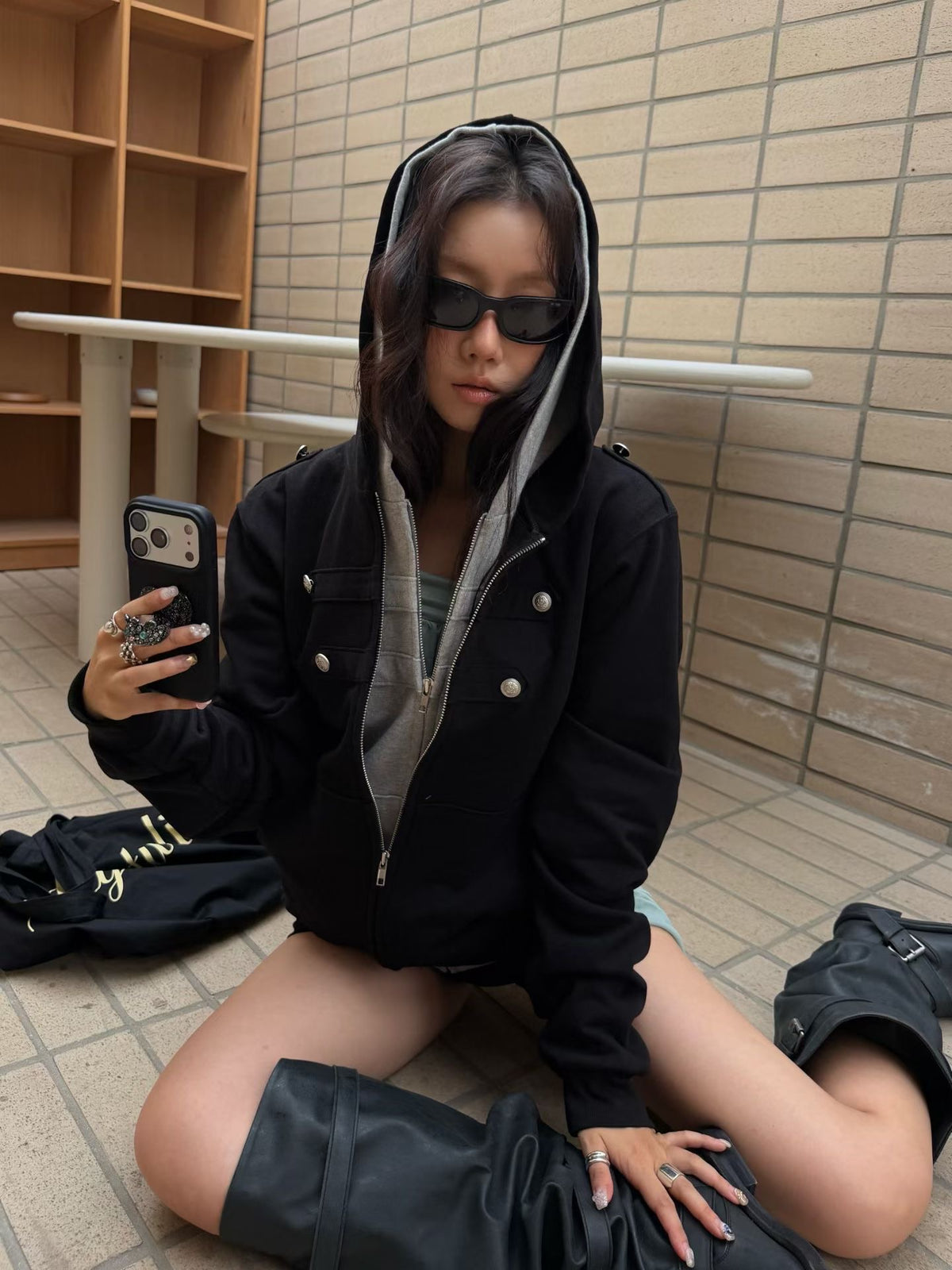 Button Zip Through Hoodie
(3 colors)
