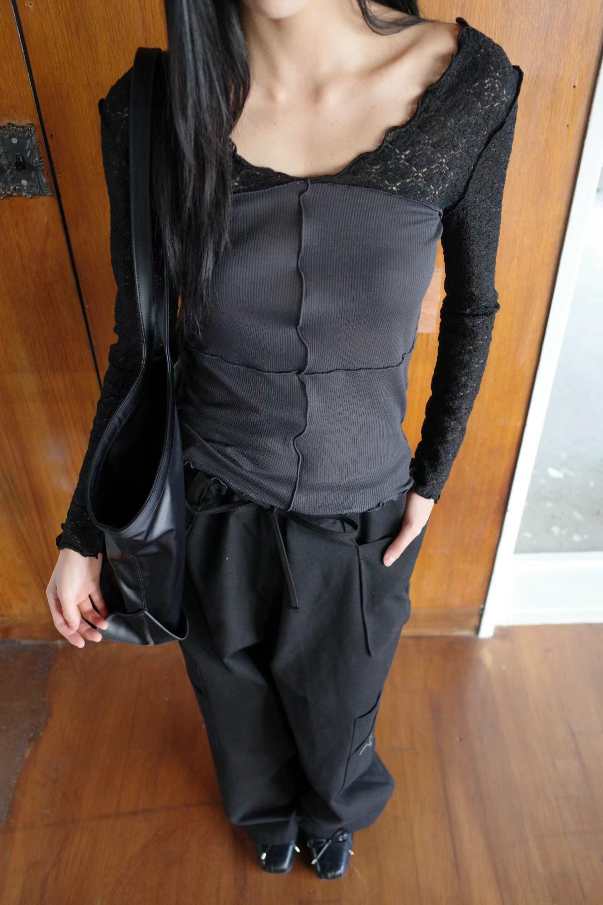 marly lace long sleeved t（3 colors)
