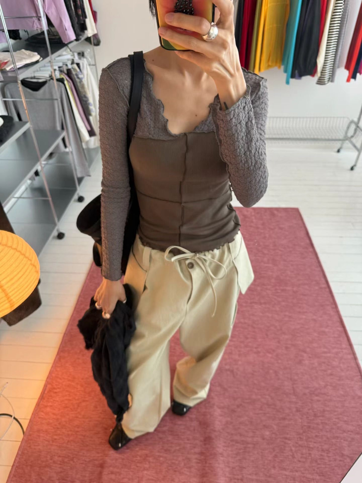 marly lace long sleeved t（3 colors)