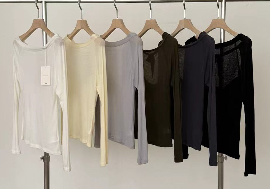 one-shoulder racerback T-shirt（6 colors)