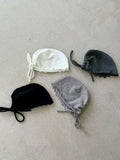 Drawstring Ruffle Knit Hat（4 colors)