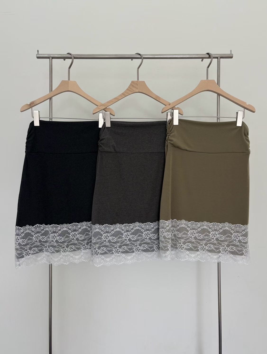 Lace Shirring Skirt（3 colors)