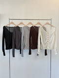 Button-cuff slit knit cardigan（5 colors)