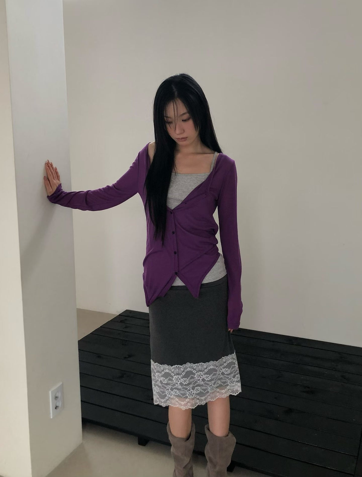 Lace Shirring Skirt（3 colors)