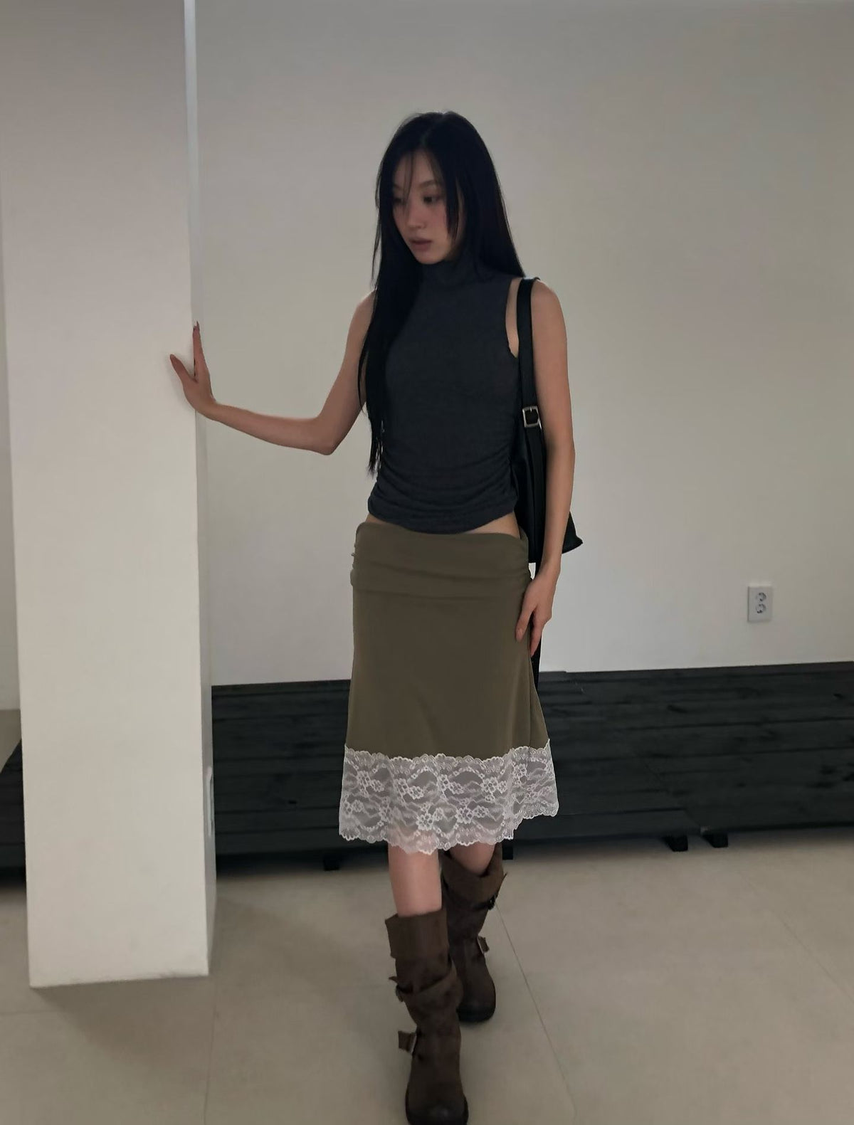 Lace Shirring Skirt（3 colors)