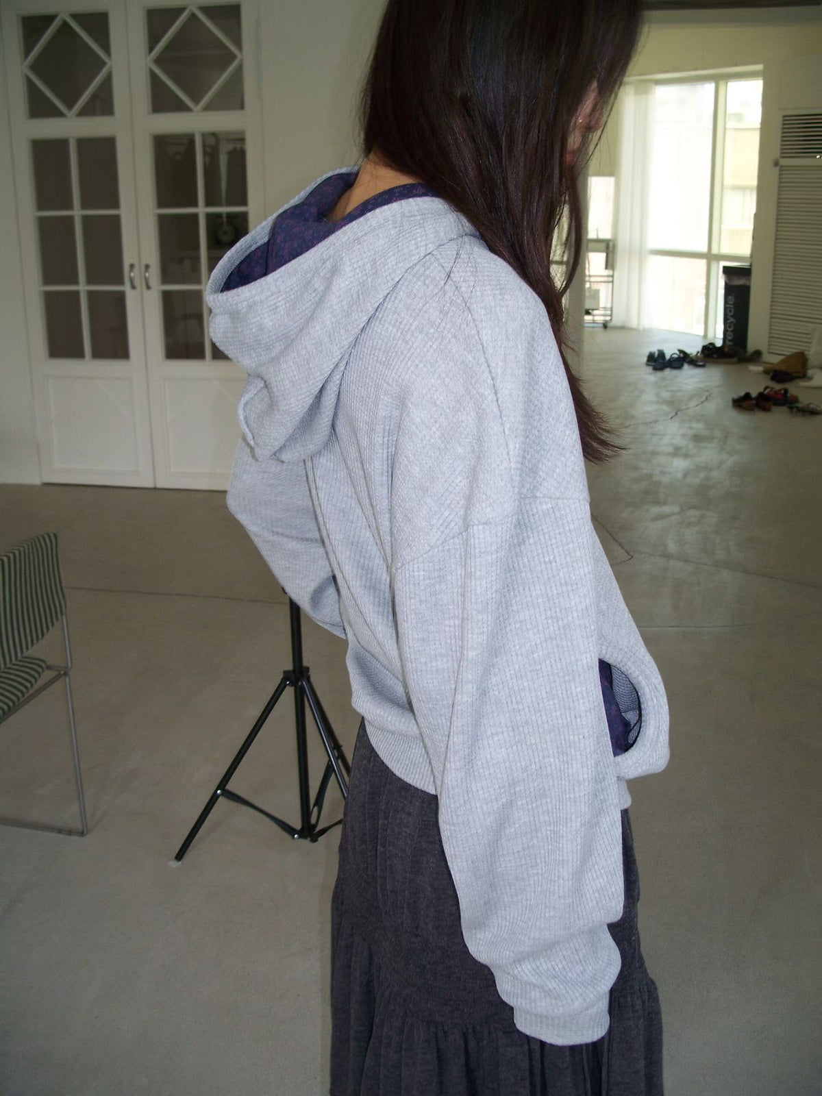 Patchwork Waffle Hoddie (2 colors)