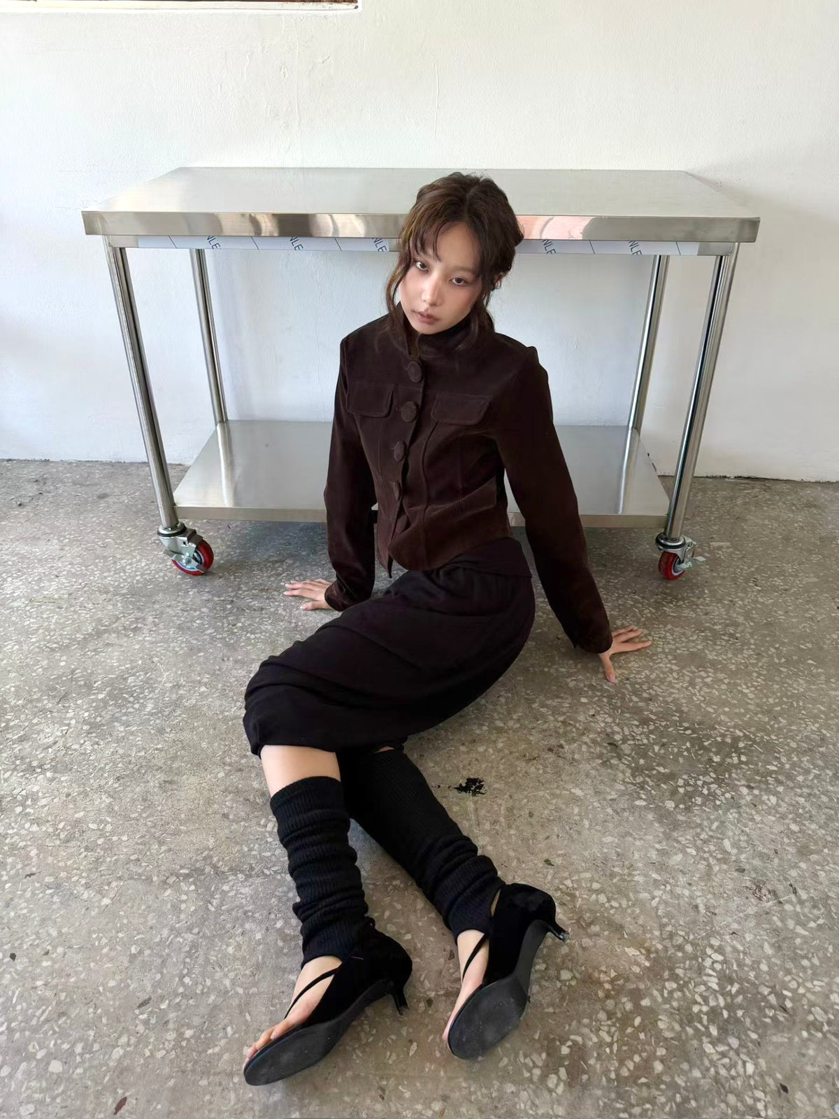 suede-like cropped jacket (2 colors)