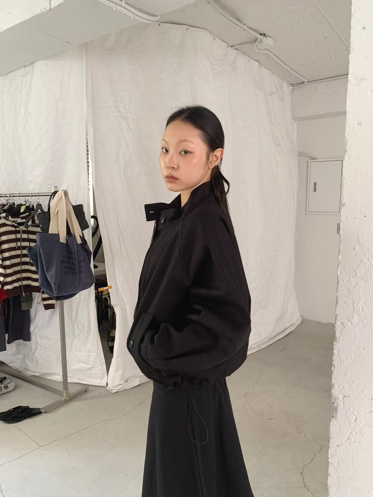 Stand Collar Blouson Jacket (3 colors)