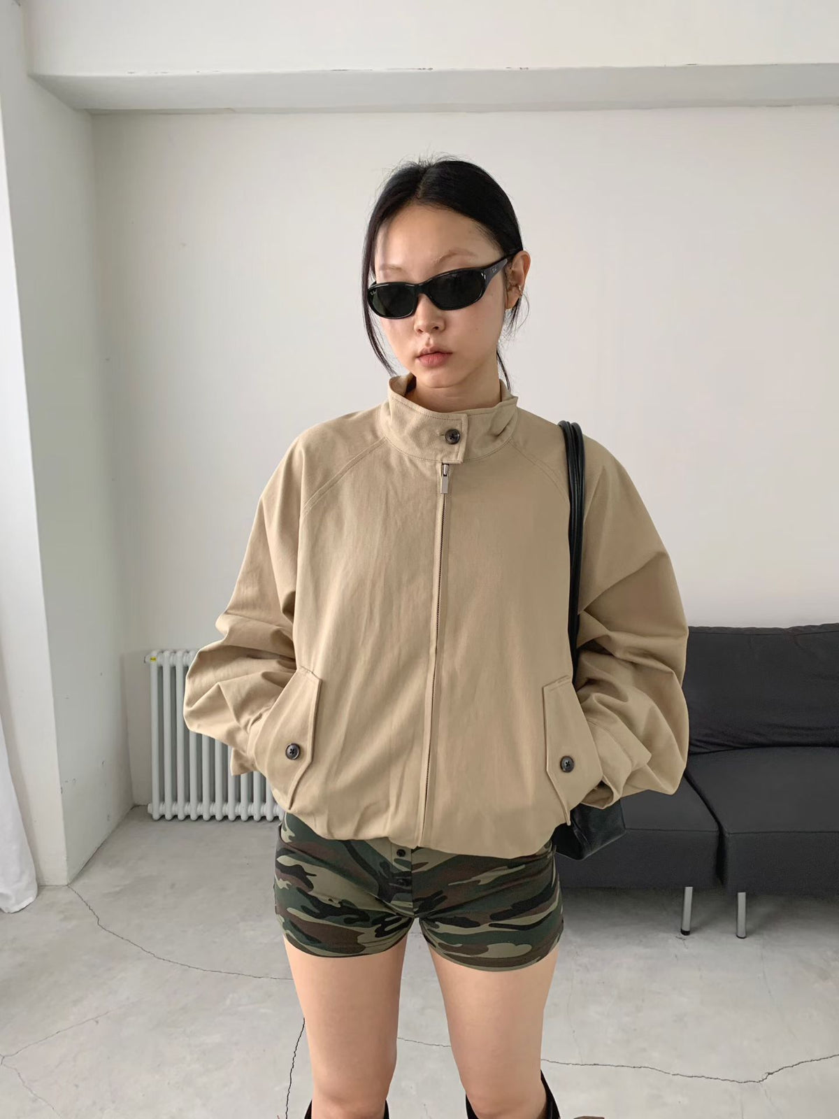 Stand Collar Blouson Jacket (3 colors)
