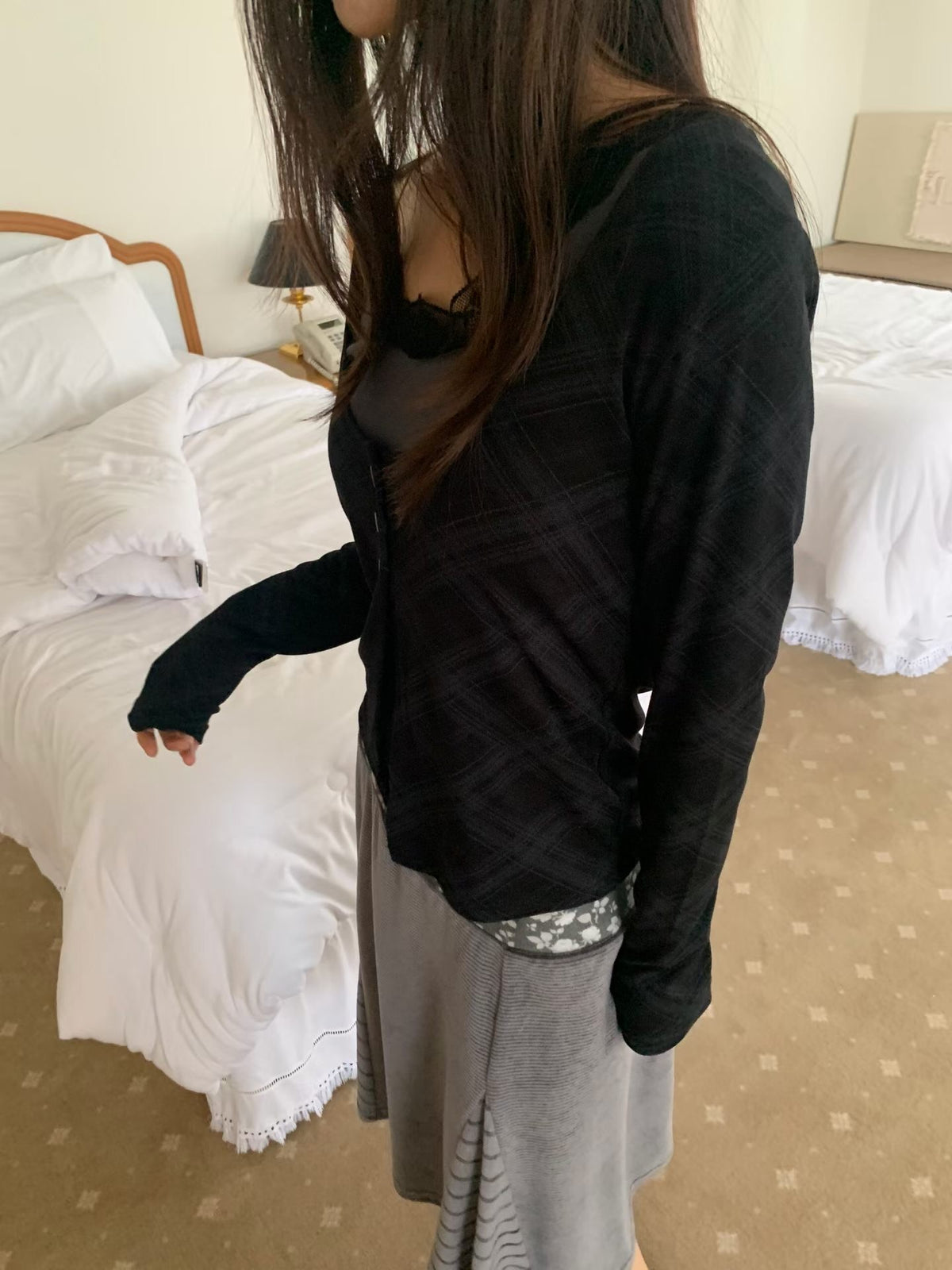 argyle cardigan（3 colors)