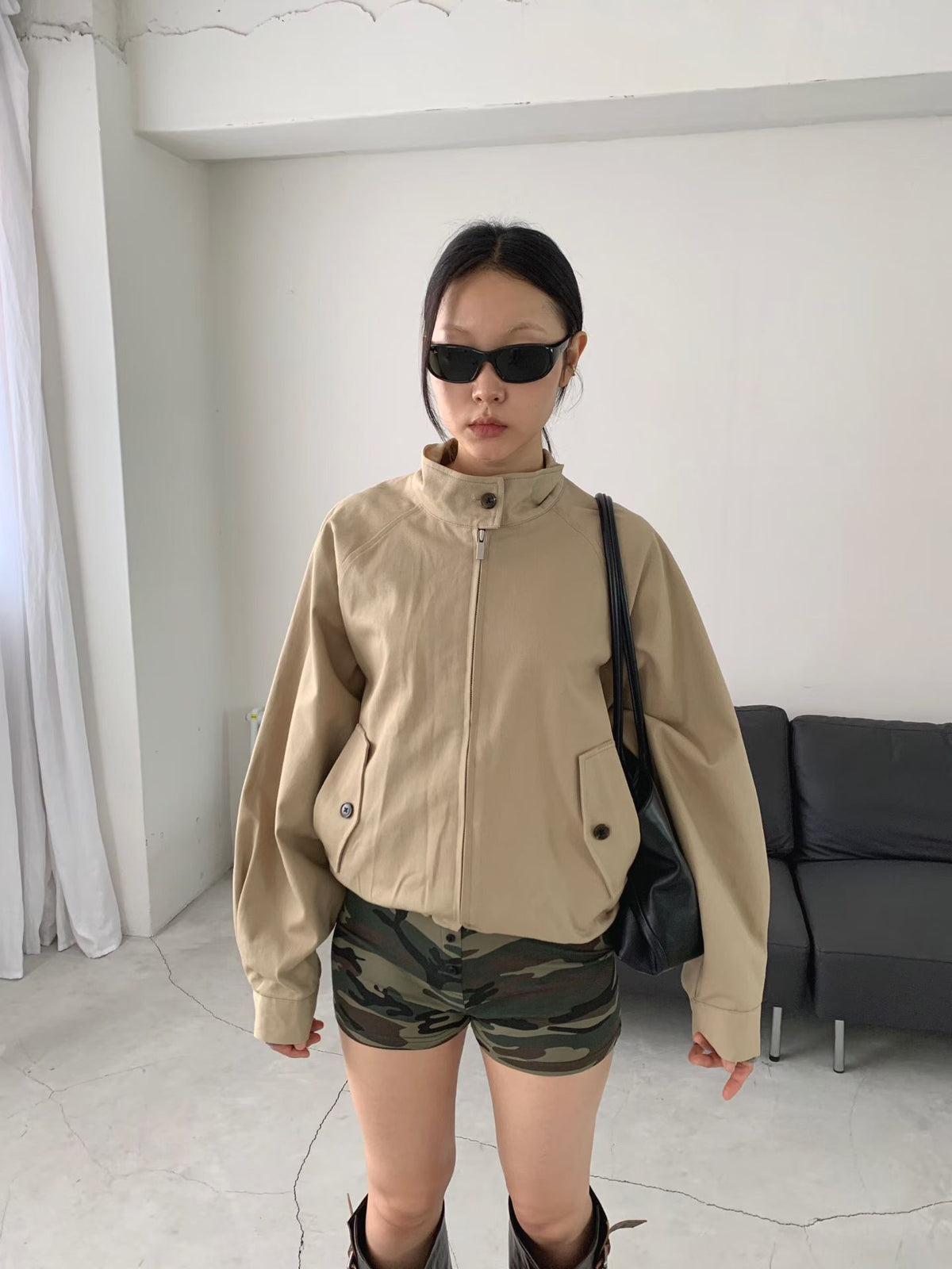 Stand Collar Blouson Jacket (3 colors)