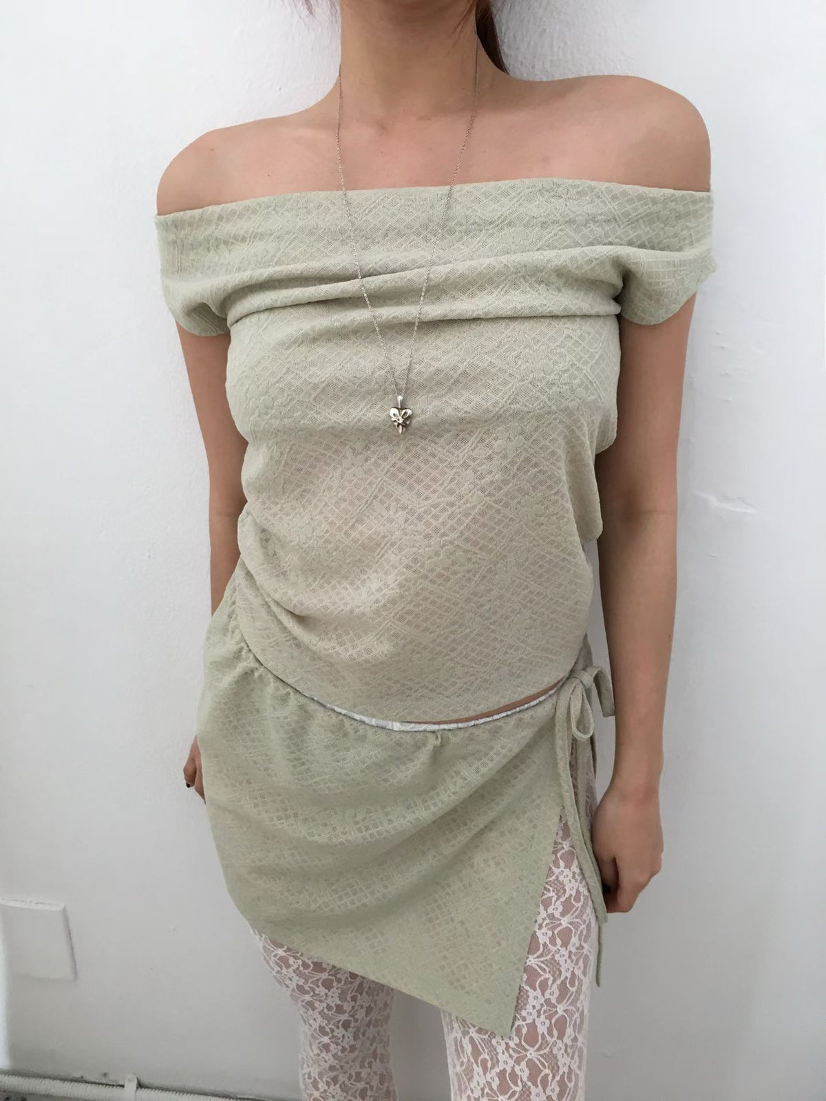 jacquard one-shoulder top