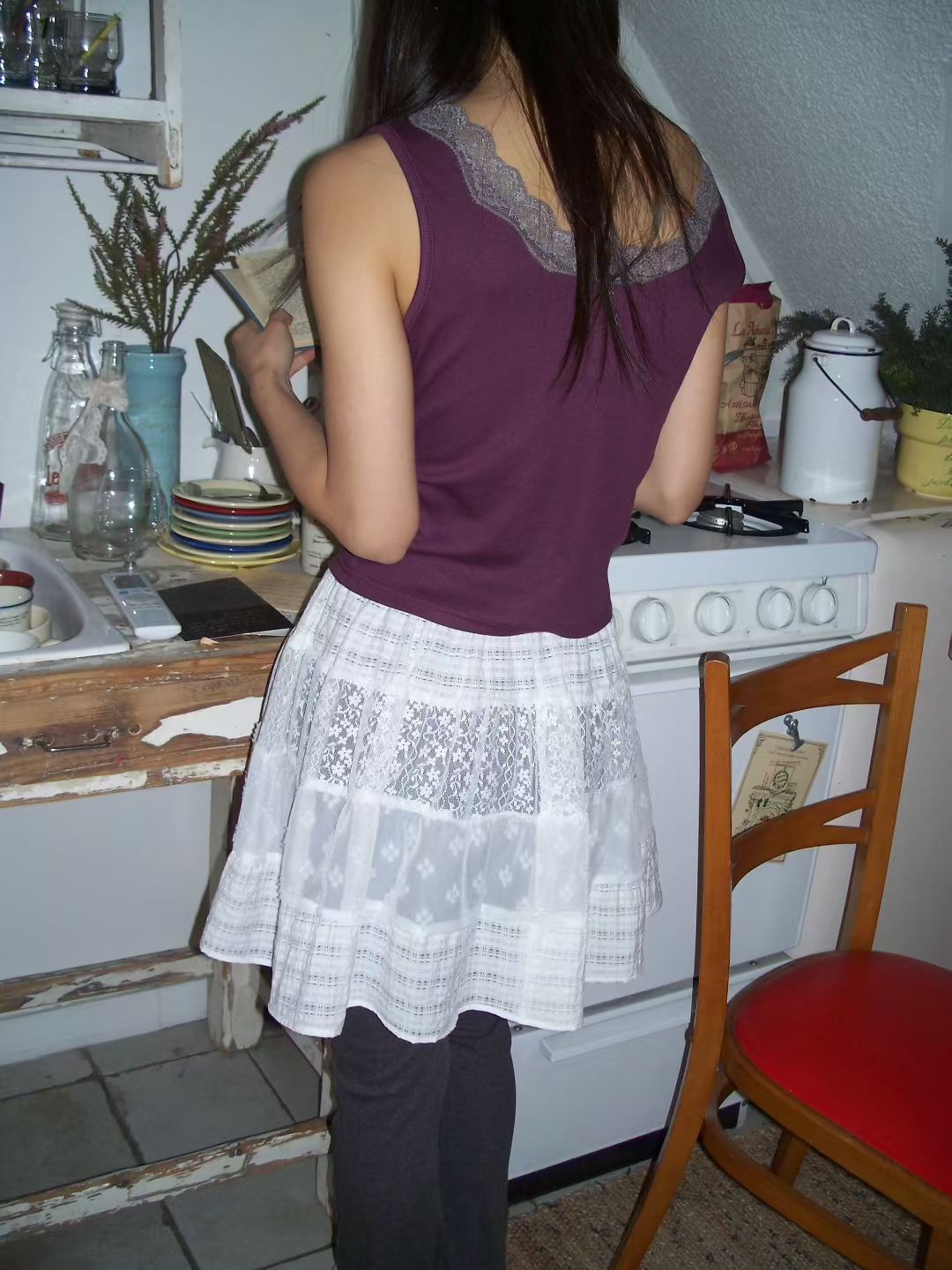 Lace scoop neck tank top（3colors)
