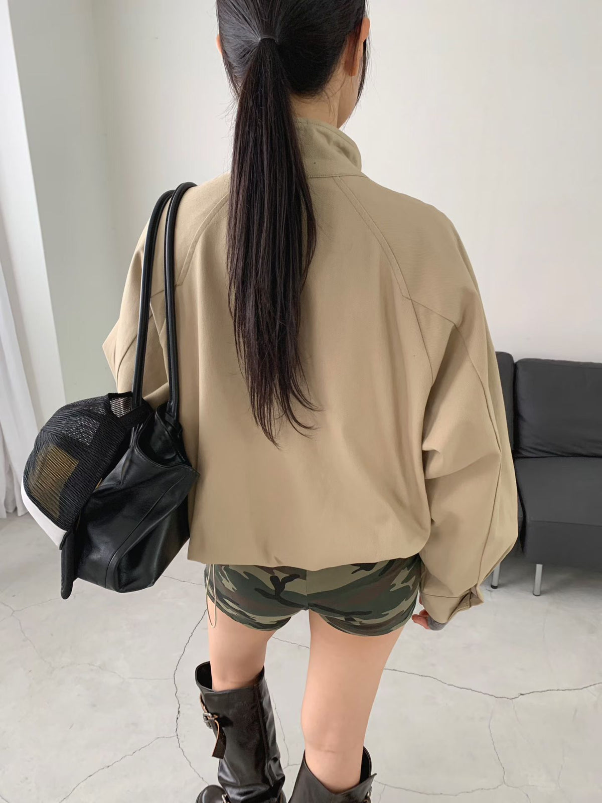 Stand Collar Blouson Jacket (3 colors)