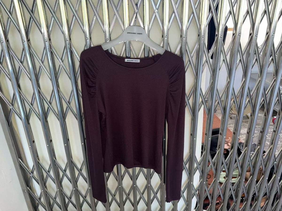 Raglan sleeve gathered T-shirt（3 colors)