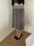 Patchwork Striped Floral Velvet Skirt（2 colors)