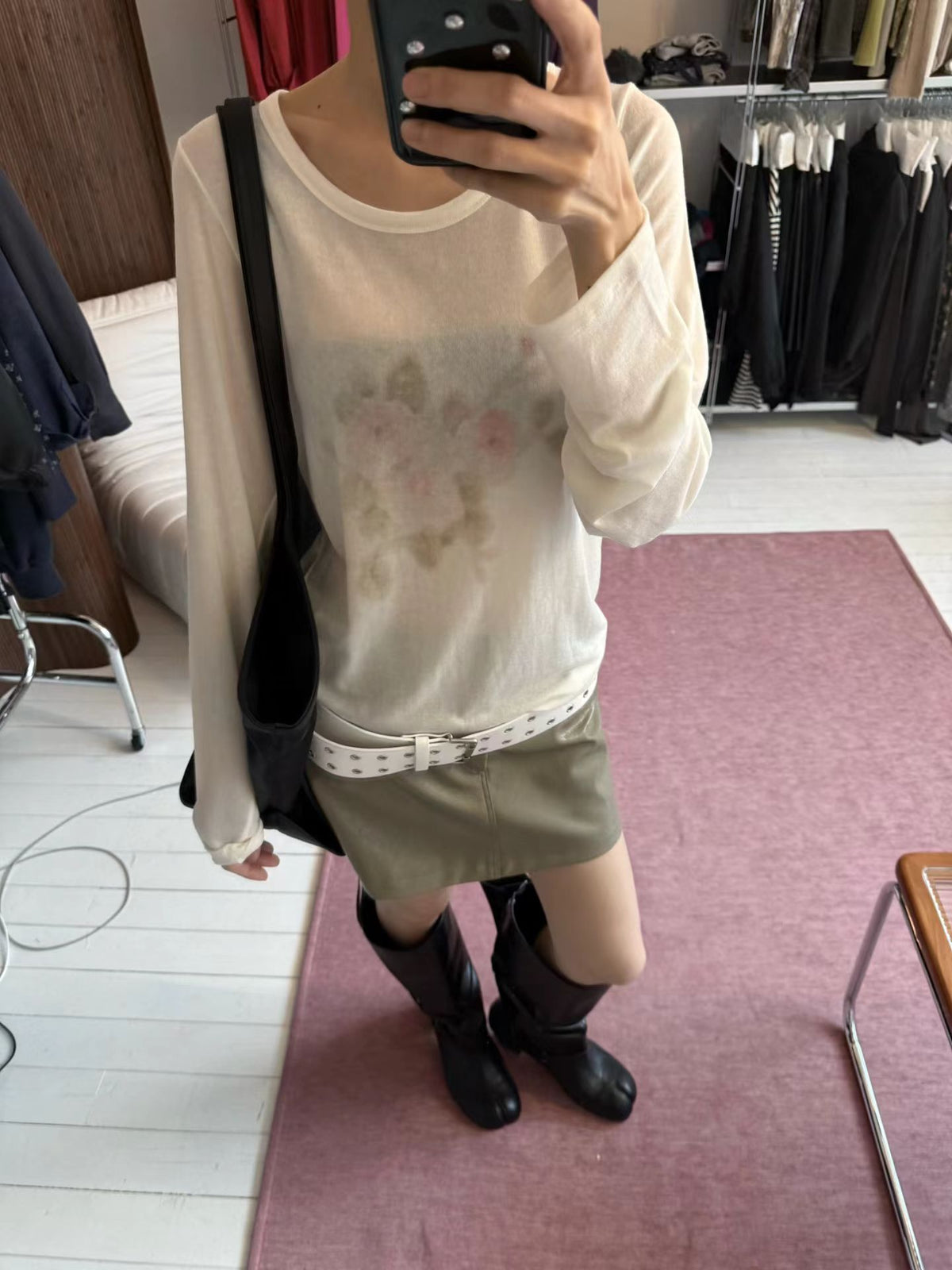 輕霧玫瑰慵懶微寬鬆上衣