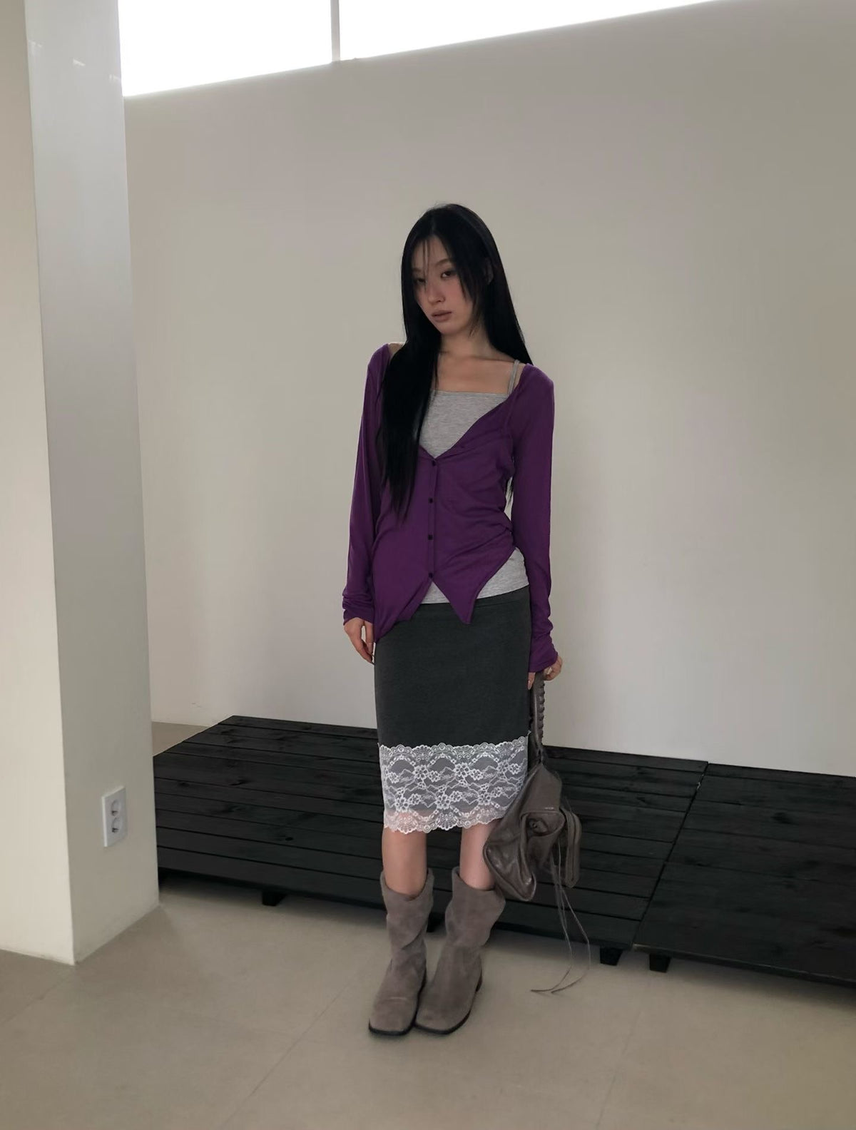 Lace Shirring Skirt（3 colors)