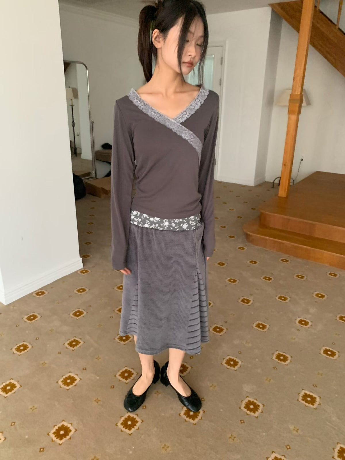 Wrap V-Neck Lace Top