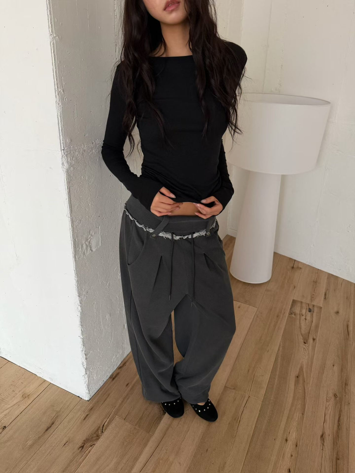Fold-Over Piped Pants (2colors)