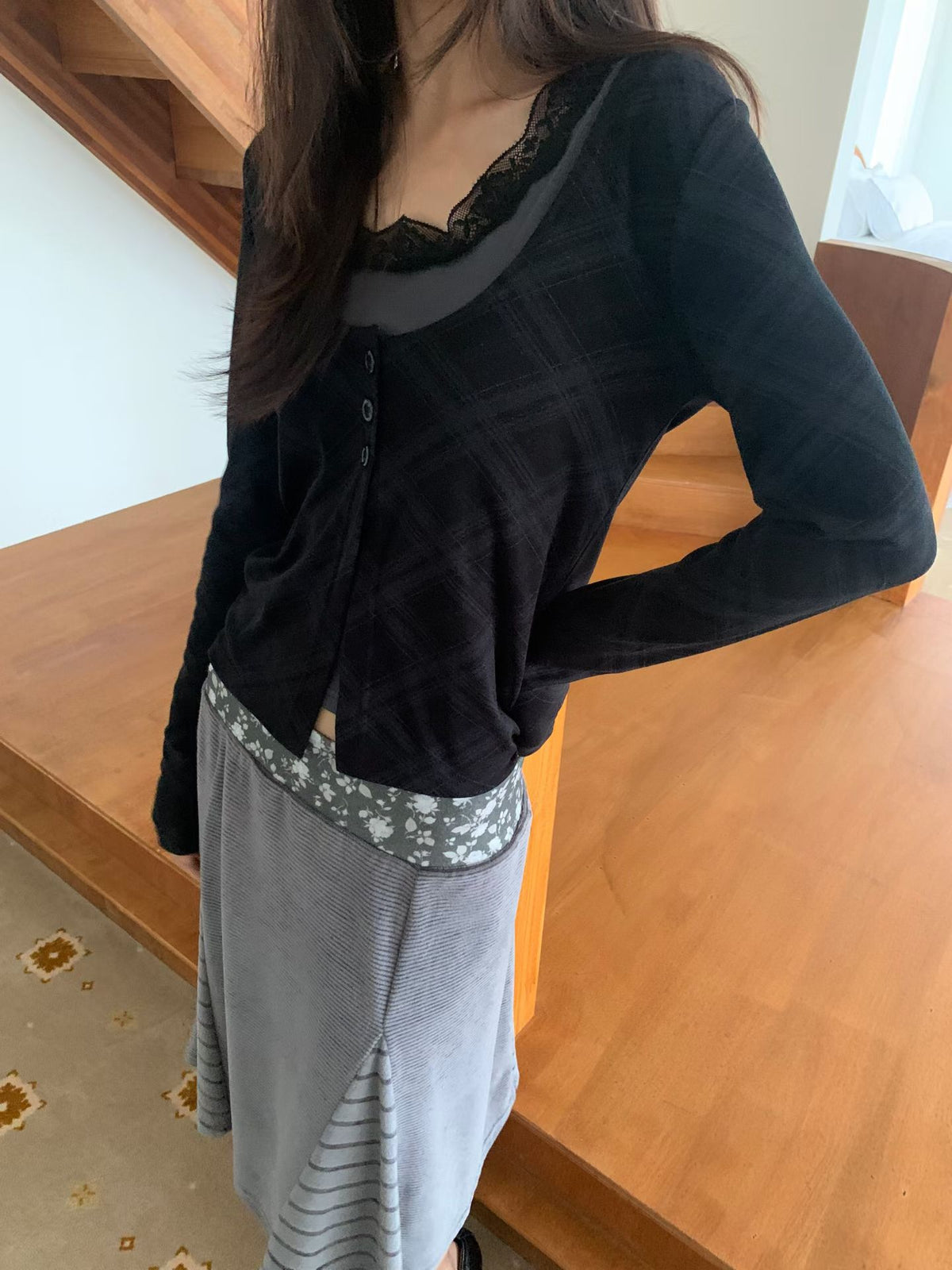 argyle cardigan（3 colors)