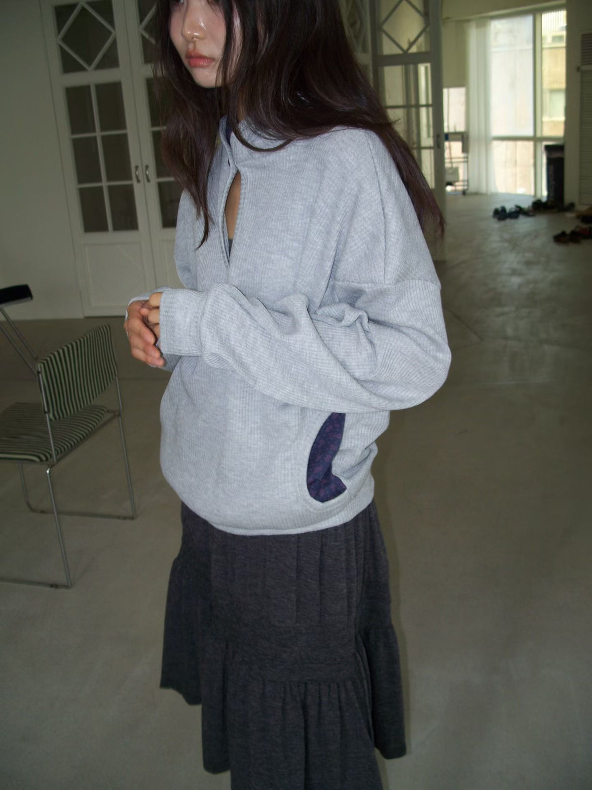 Patchwork Waffle Hoddie (2 colors)
