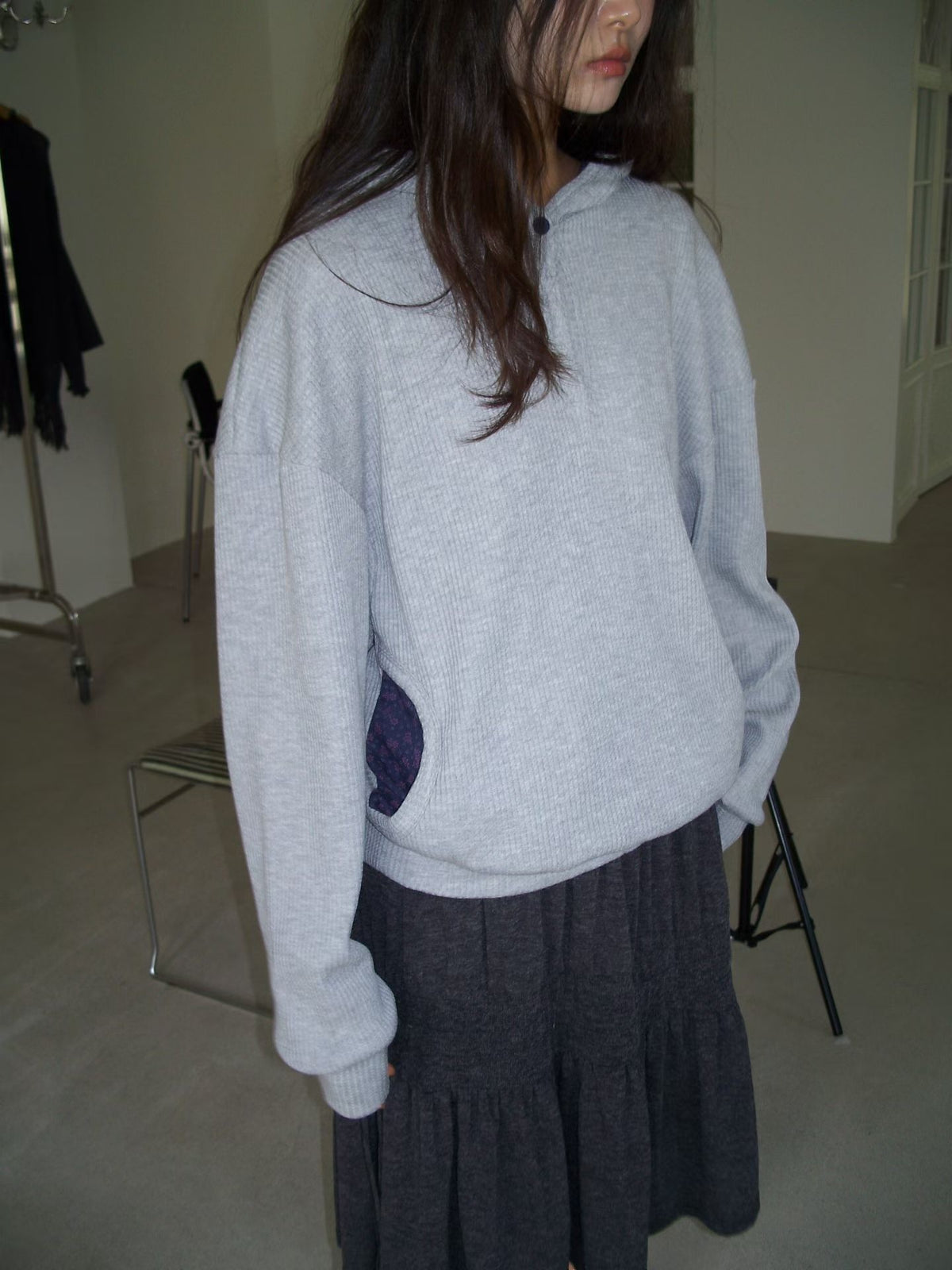 Patchwork Waffle Hoddie (2 colors)