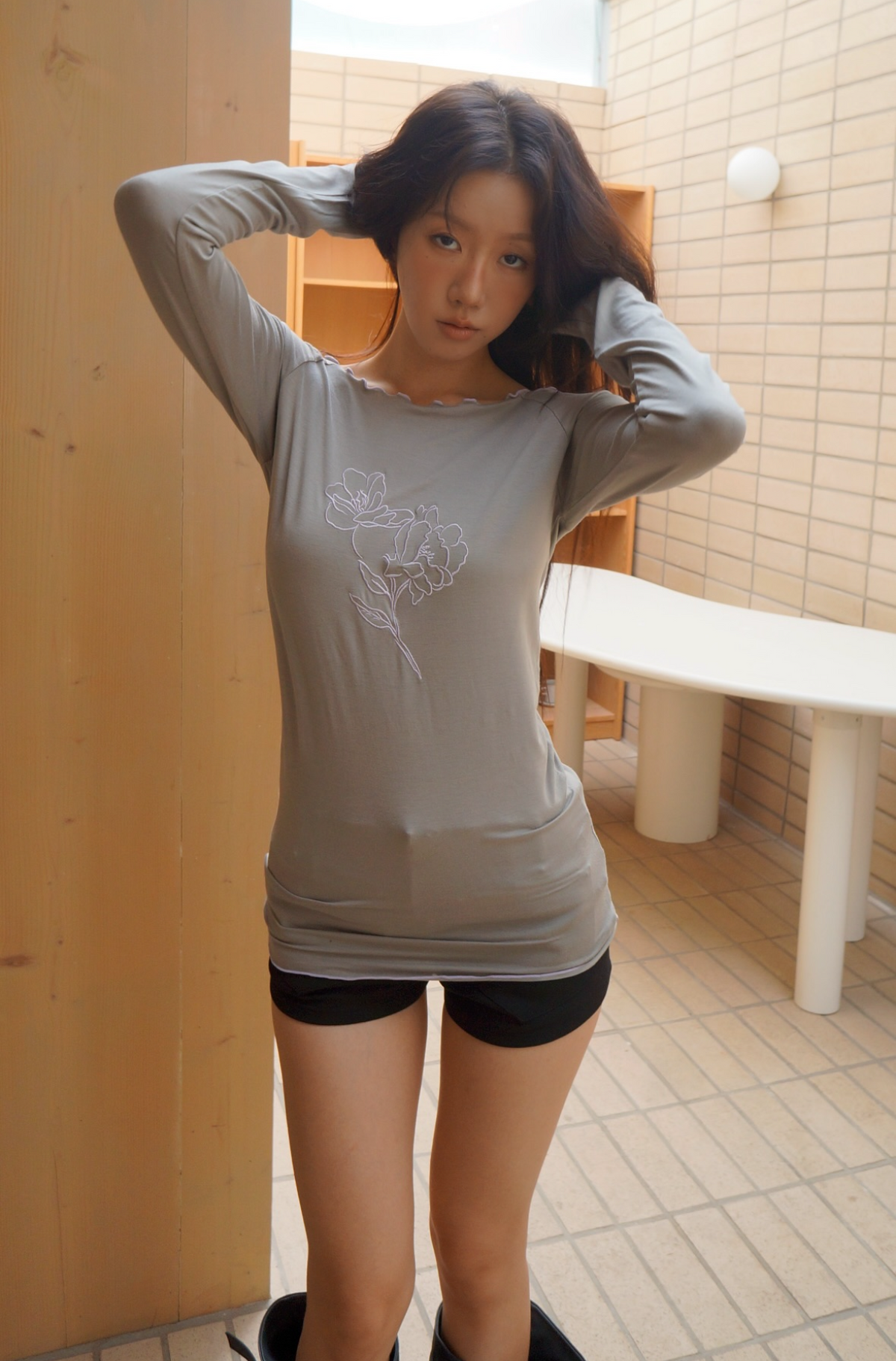 Floral Sketch Slim Long Sleeve Tee