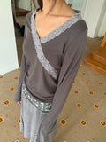 Wrap V-Neck Lace Top