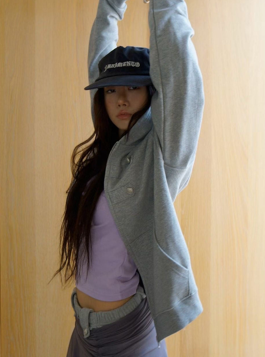 Button Zip Through Hoodie
(3 colors)