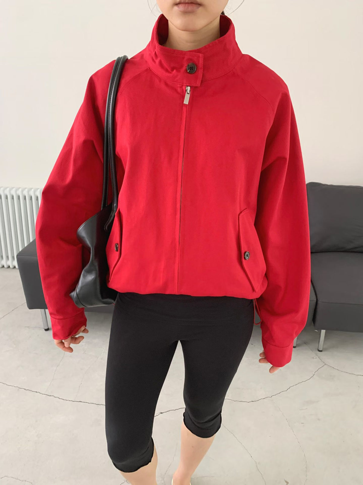 Stand Collar Blouson Jacket (3 colors)