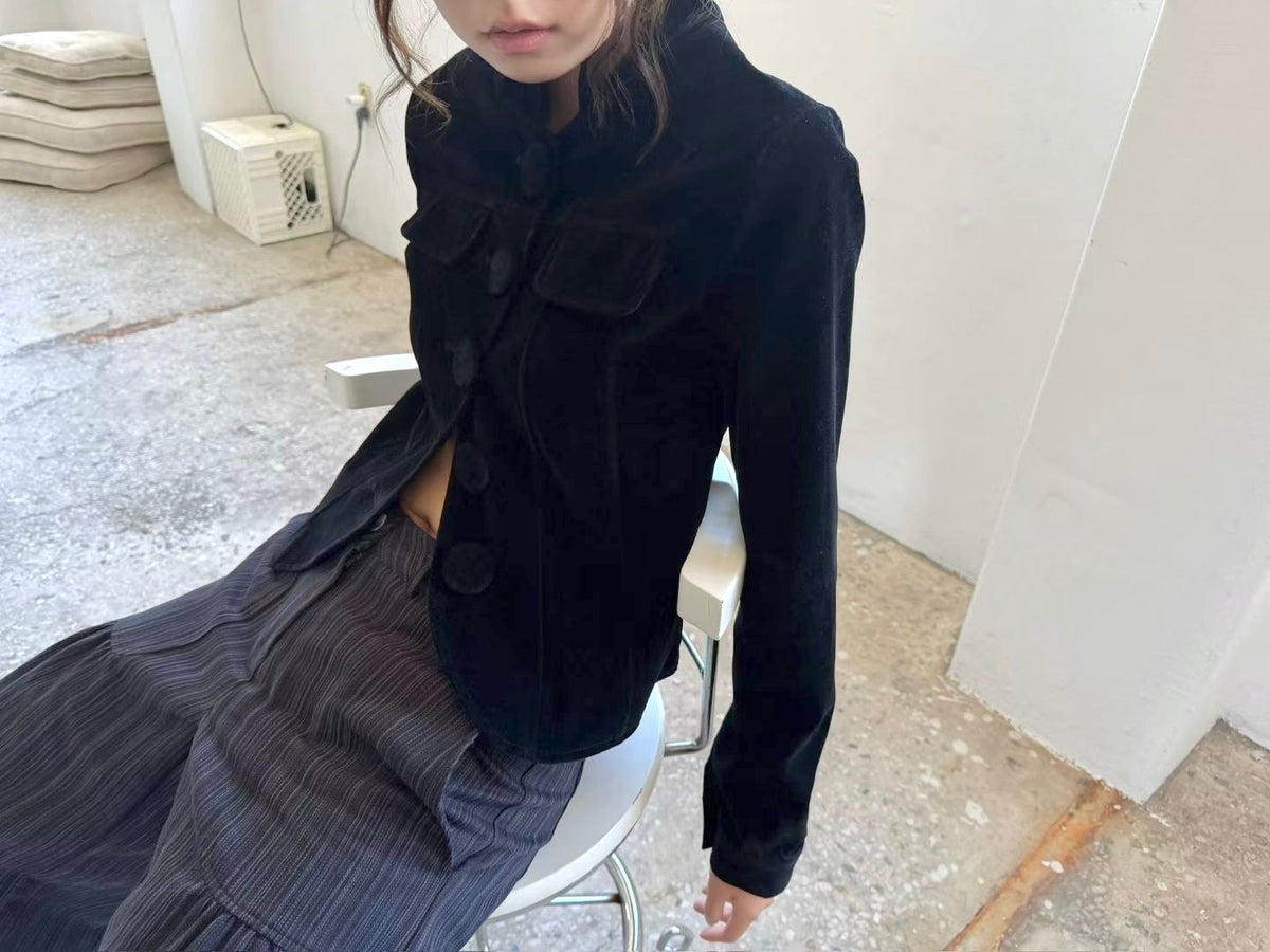 suede-like cropped jacket (2 colors)