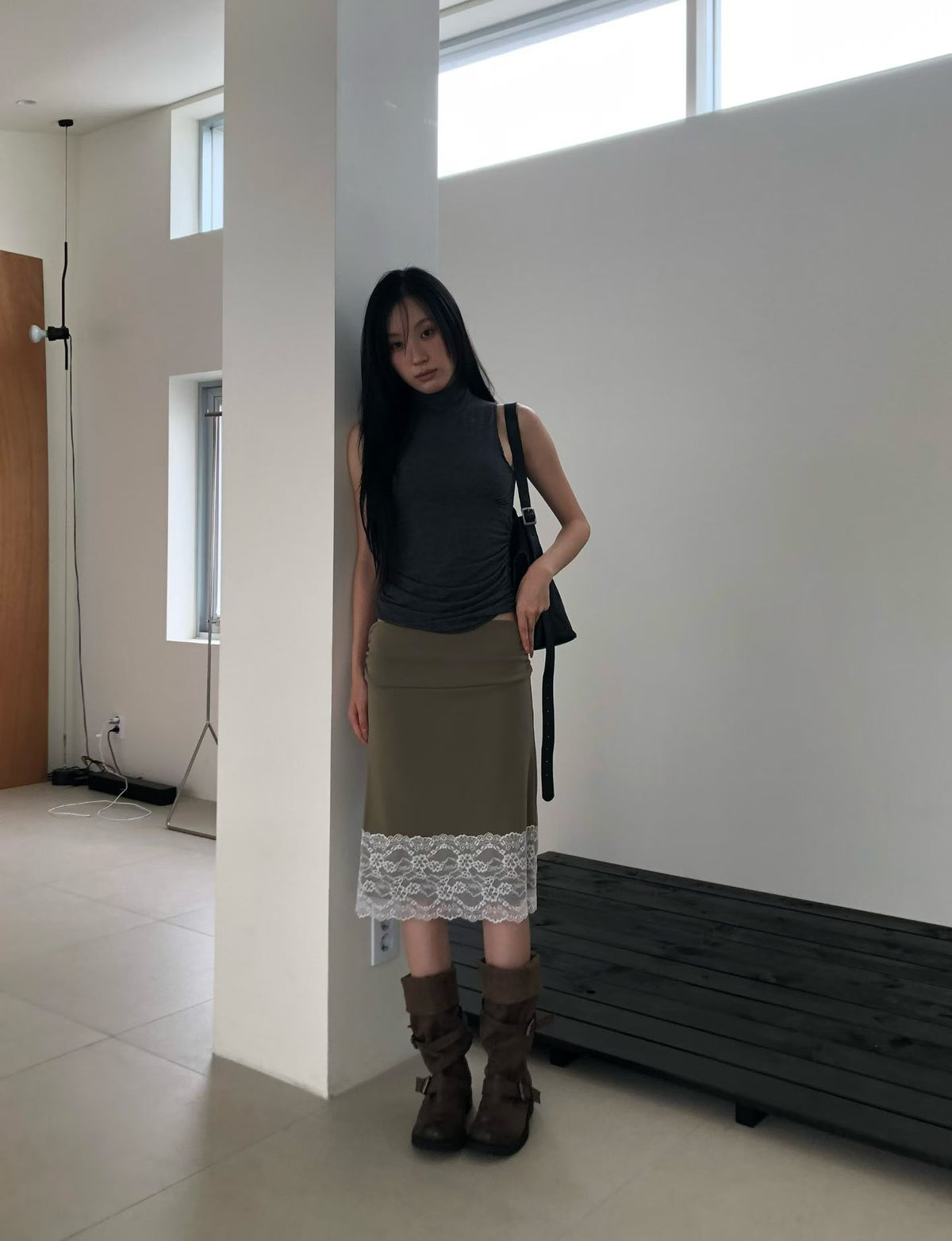 Lace Shirring Skirt（3 colors)