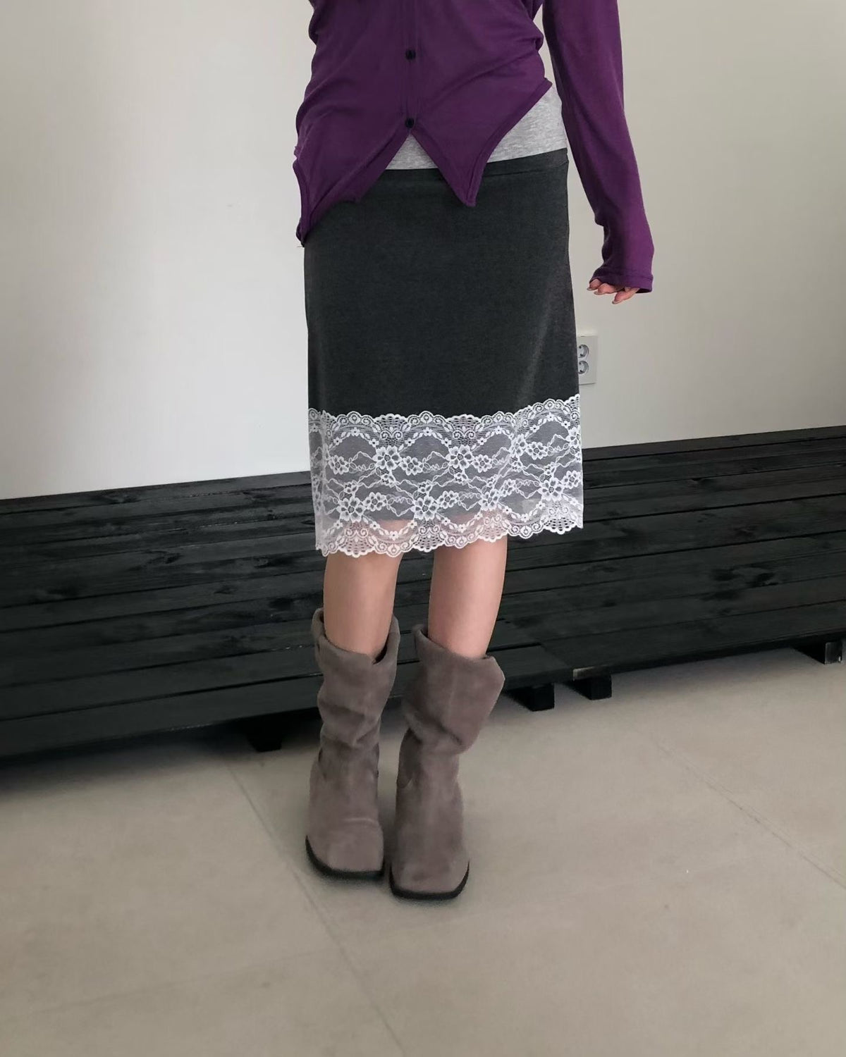 Lace Shirring Skirt（3 colors)