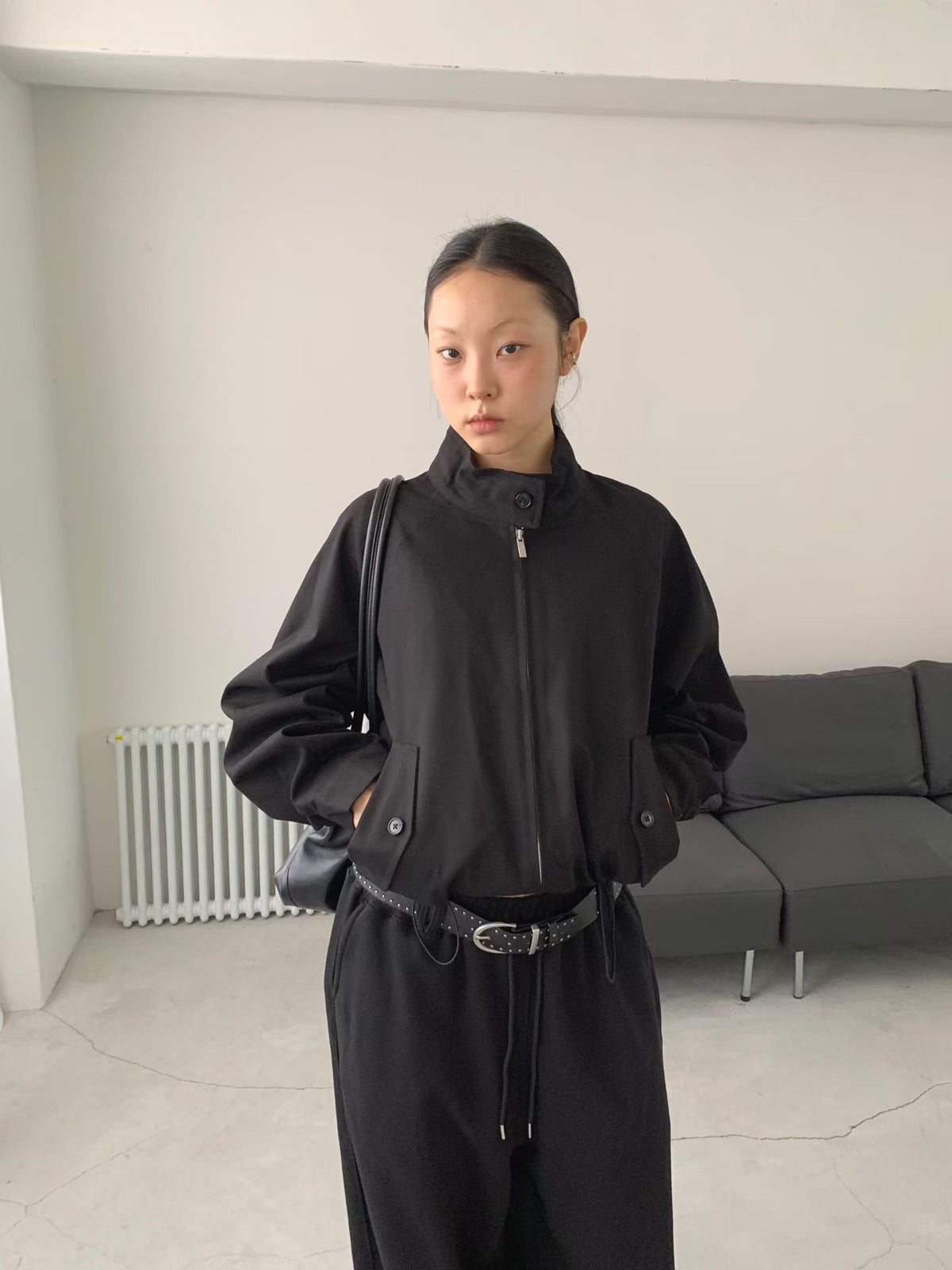 Stand Collar Blouson Jacket (3 colors)