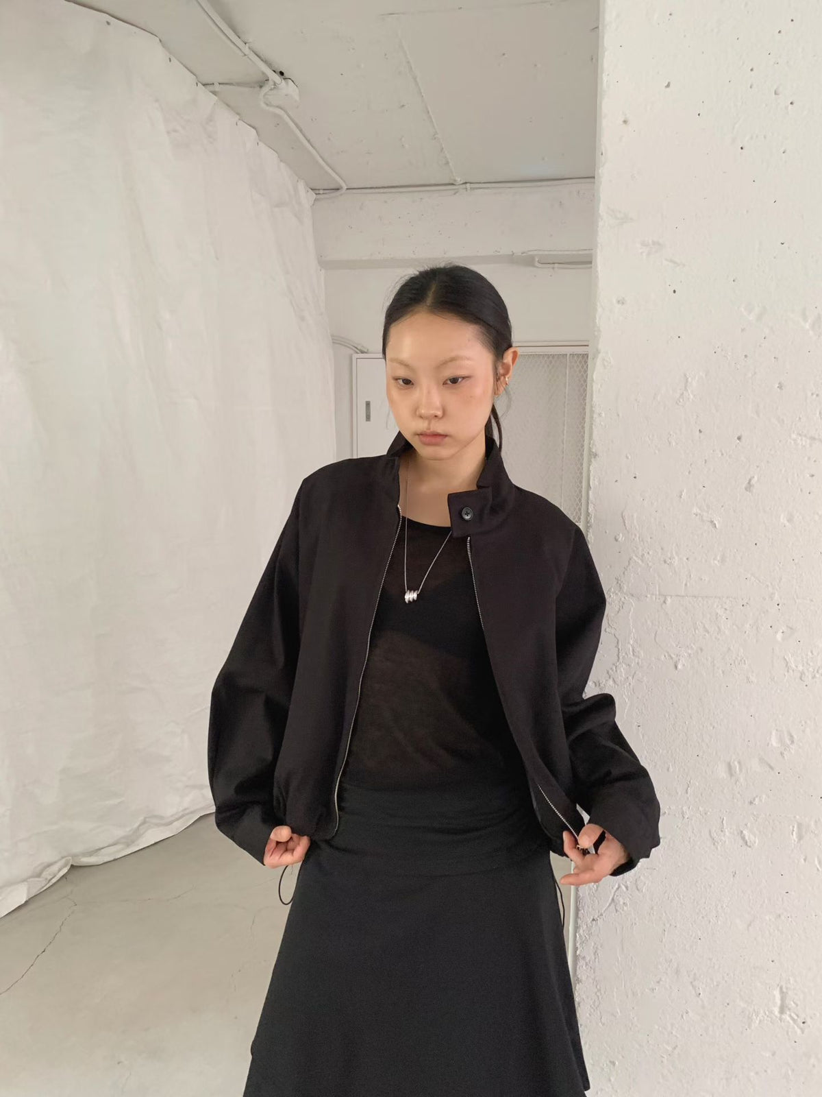 Stand Collar Blouson Jacket (3 colors)