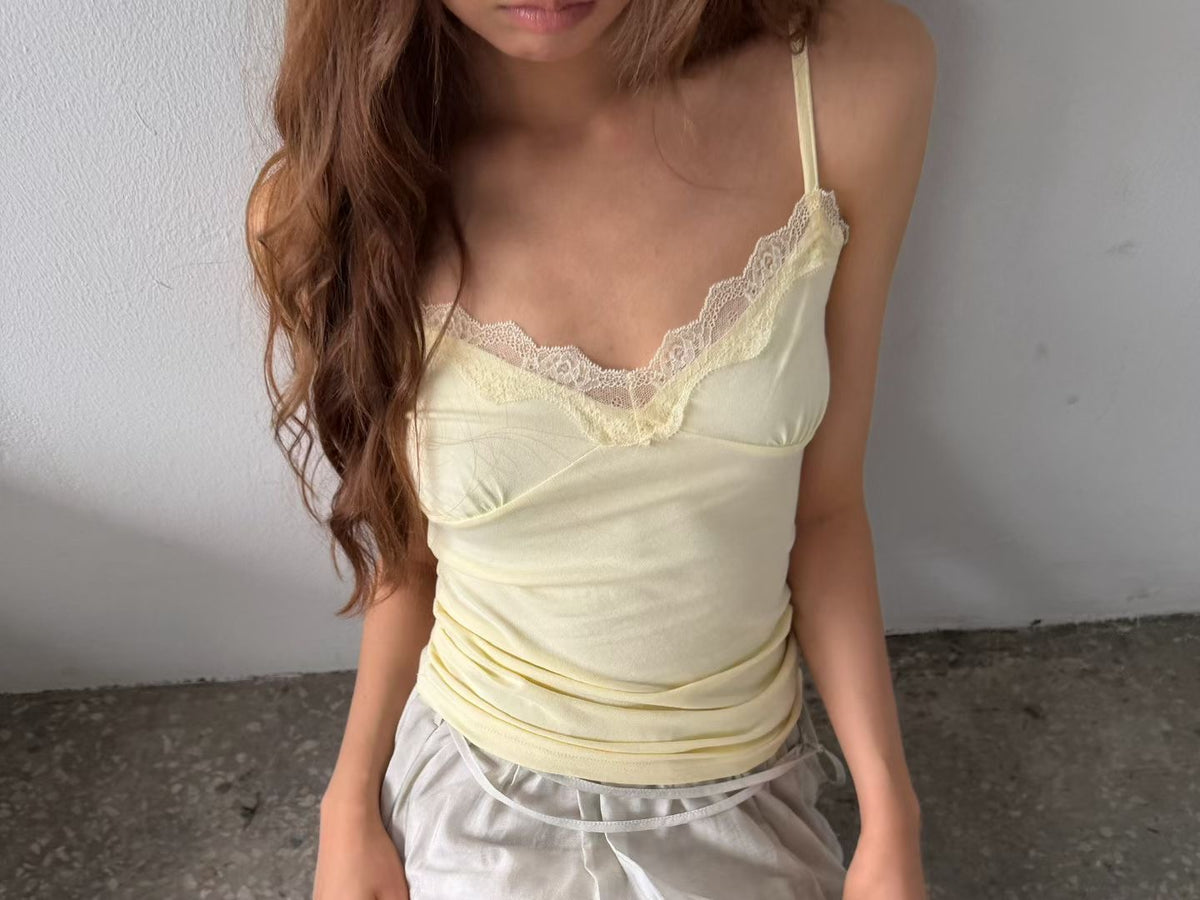ꕤ v-neck lace tank top ꕤ（3 colors)