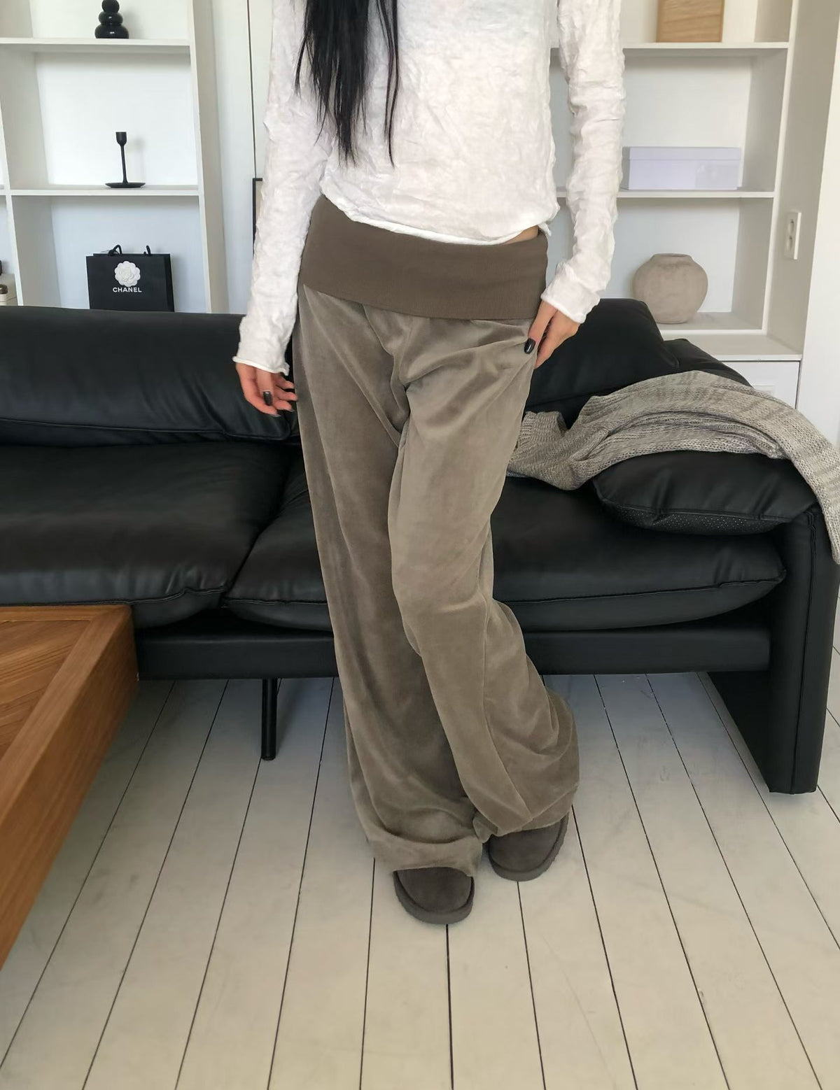 Velour Fold-over Pants (3 colors)