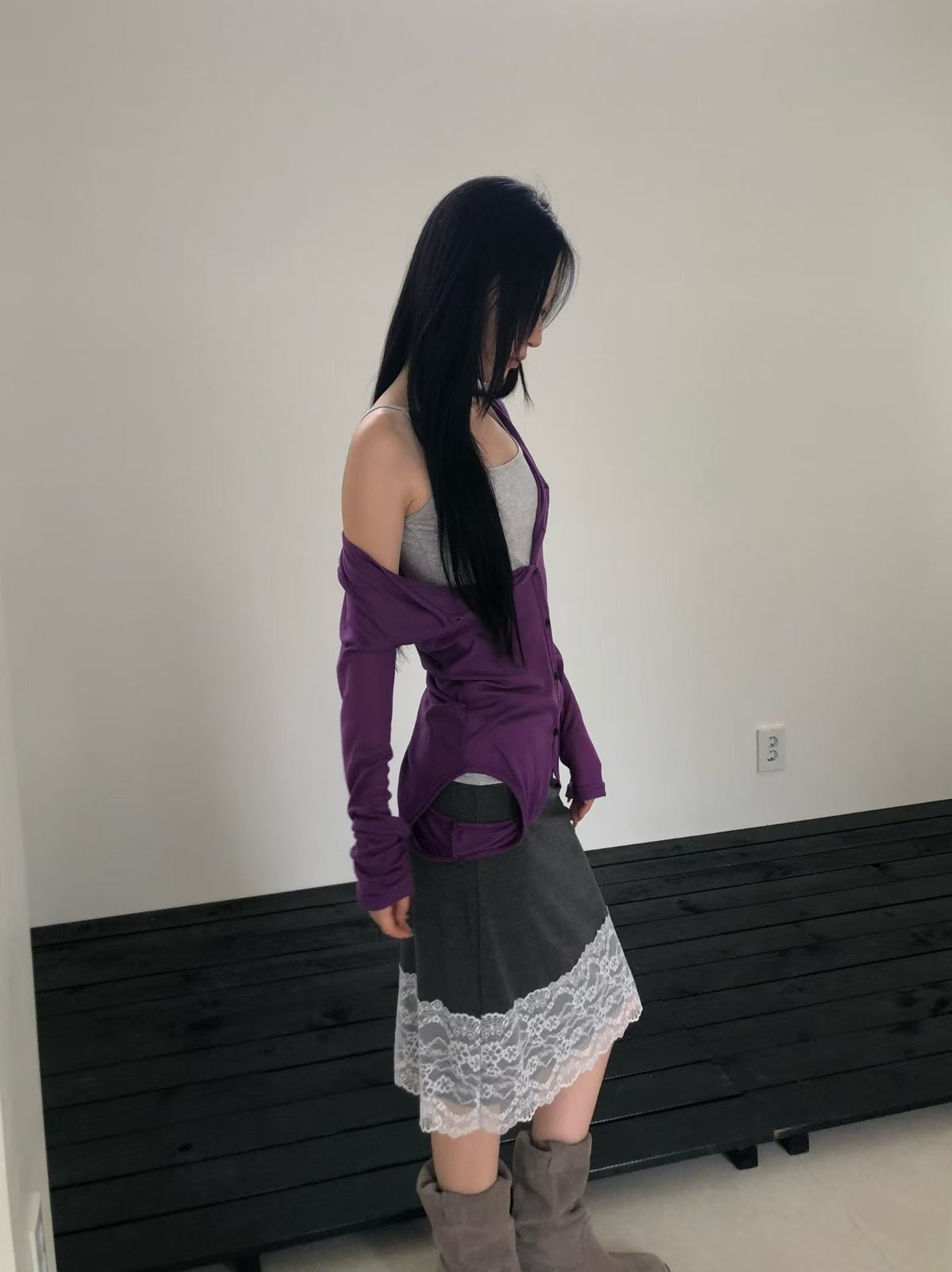 Lace Shirring Skirt（3 colors)