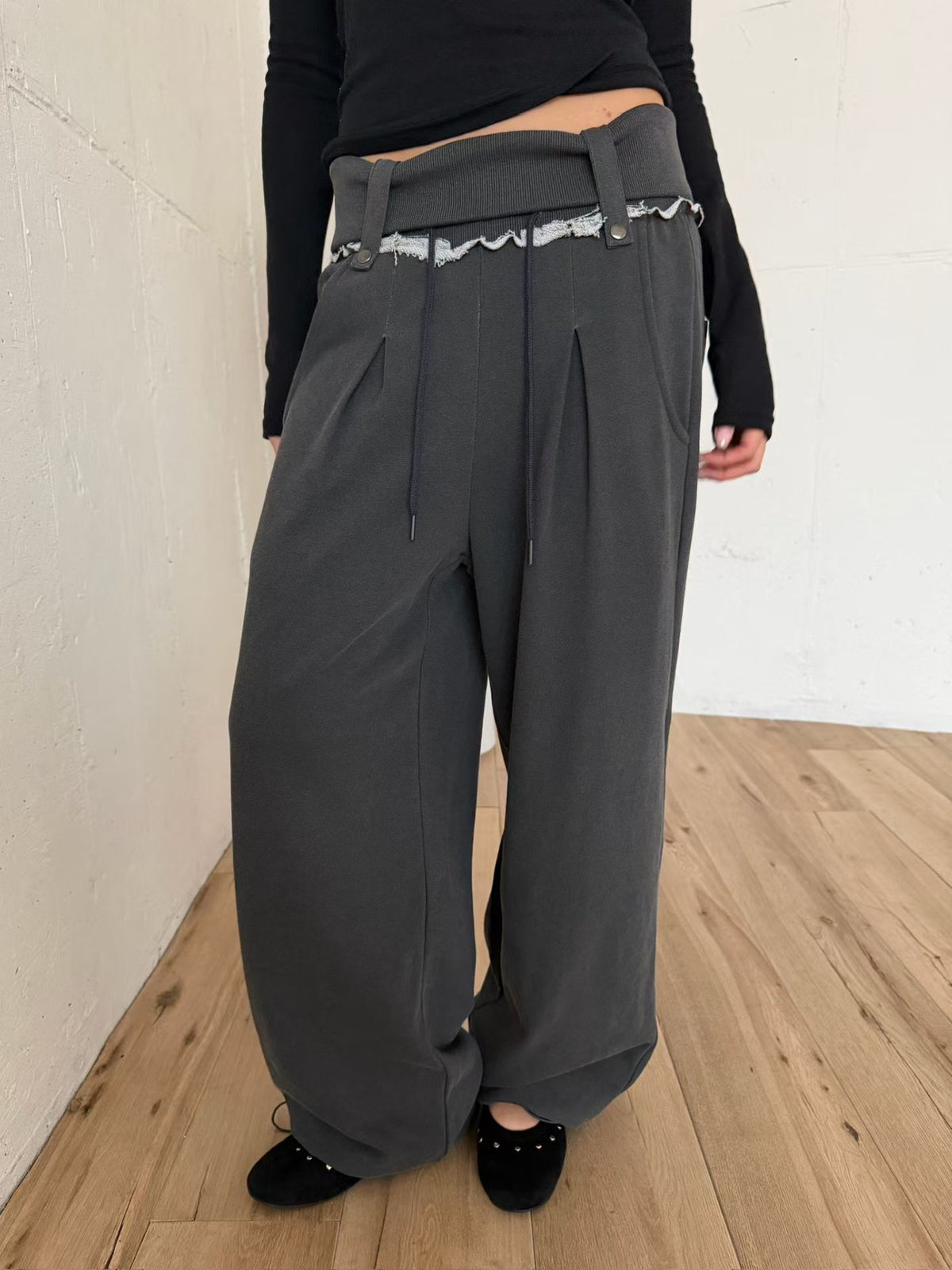 Fold-Over Piped Pants (2colors)