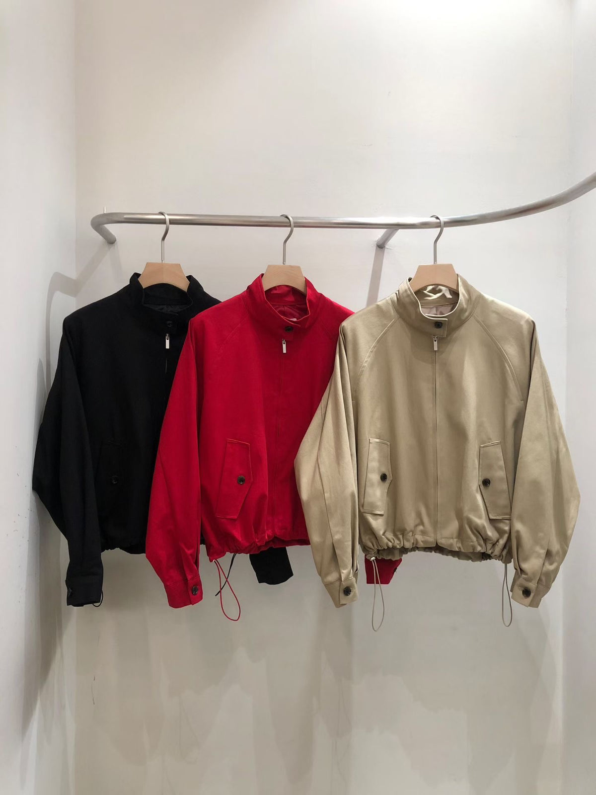 Stand Collar Blouson Jacket (3 colors)