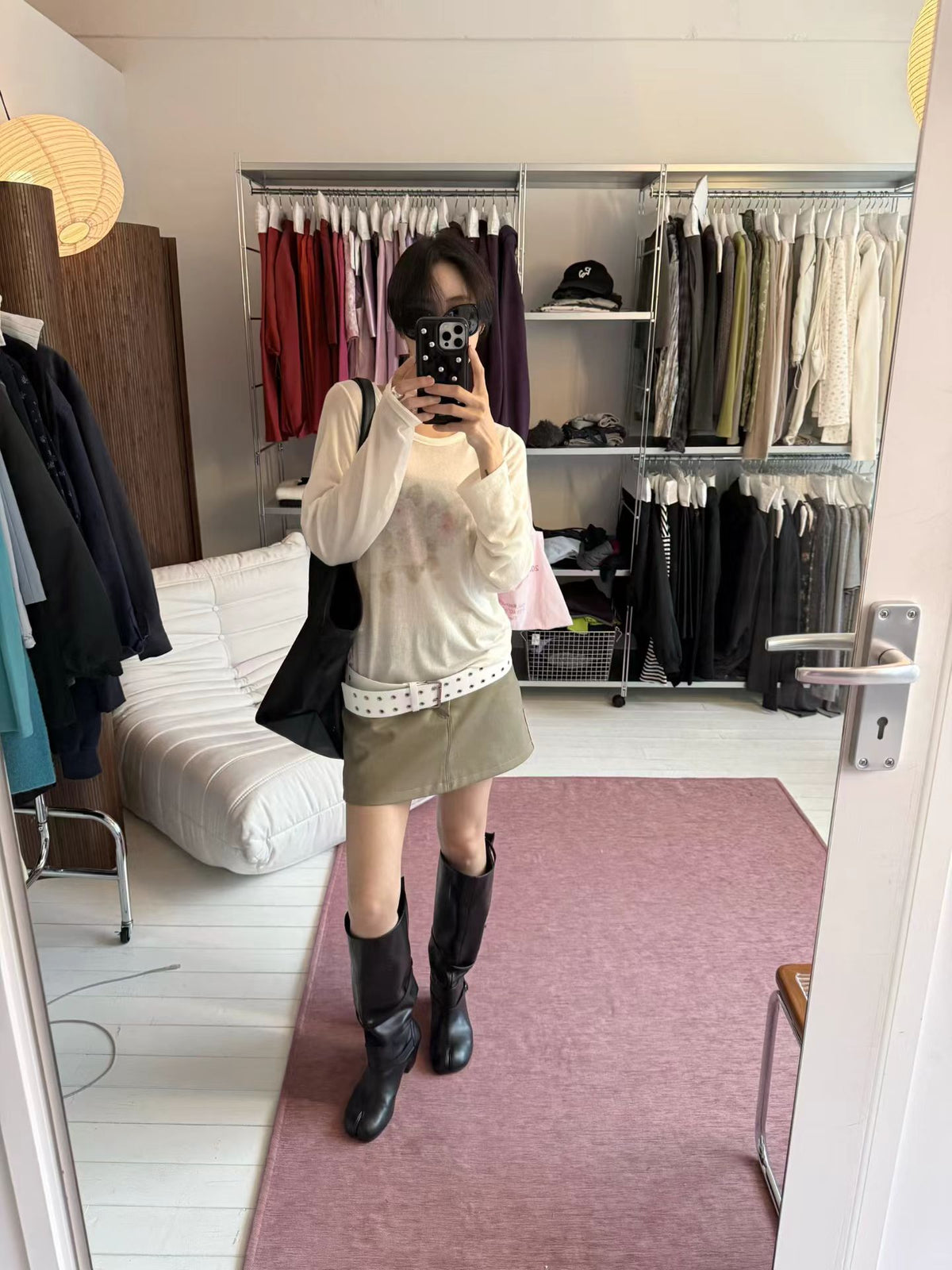 輕霧玫瑰慵懶微寬鬆上衣
