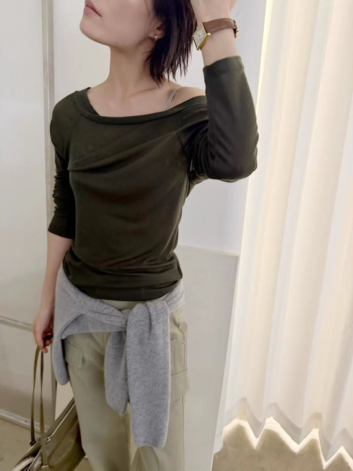one-shoulder racerback T-shirt（6 colors)
