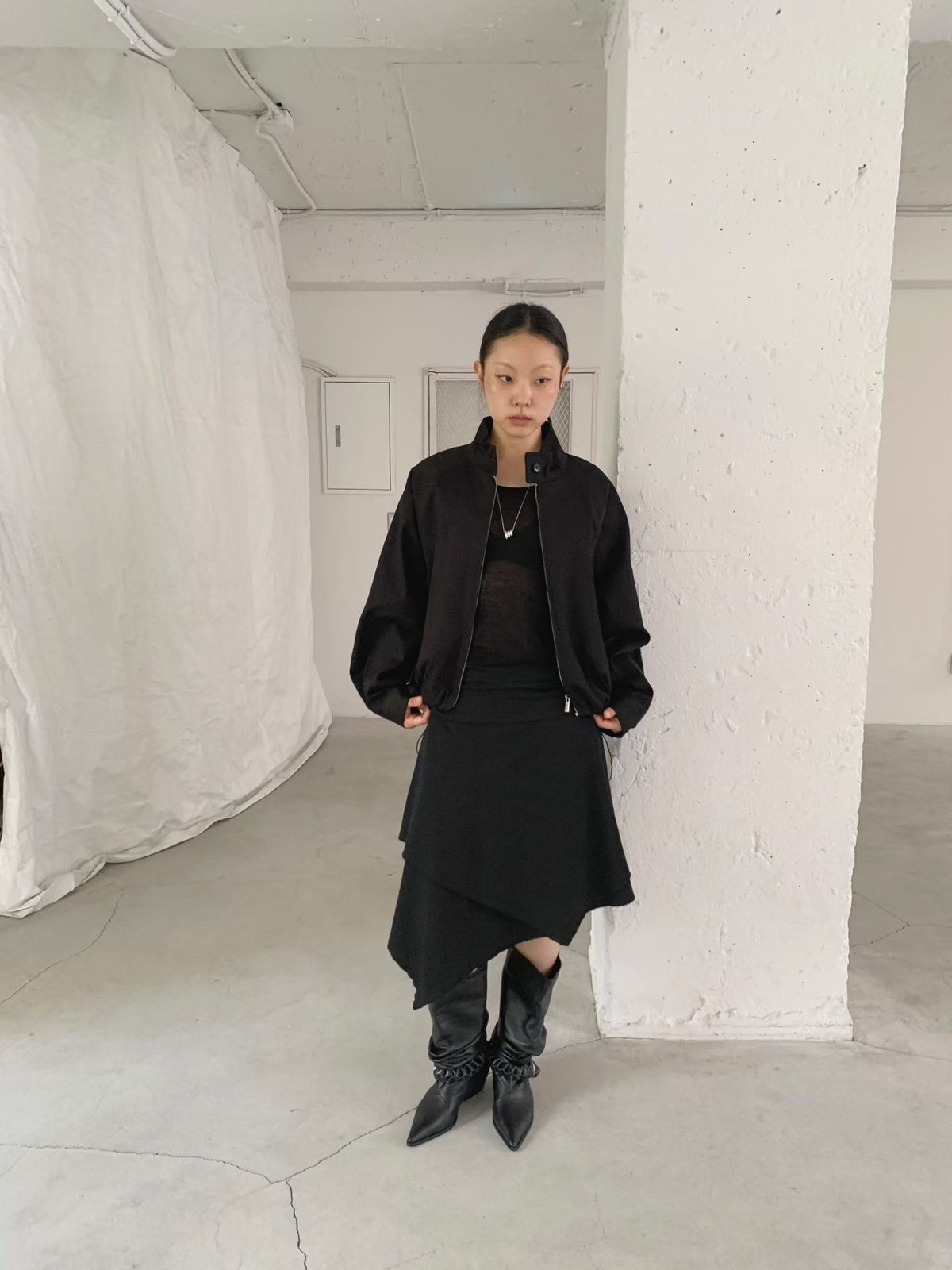 Stand Collar Blouson Jacket (3 colors)