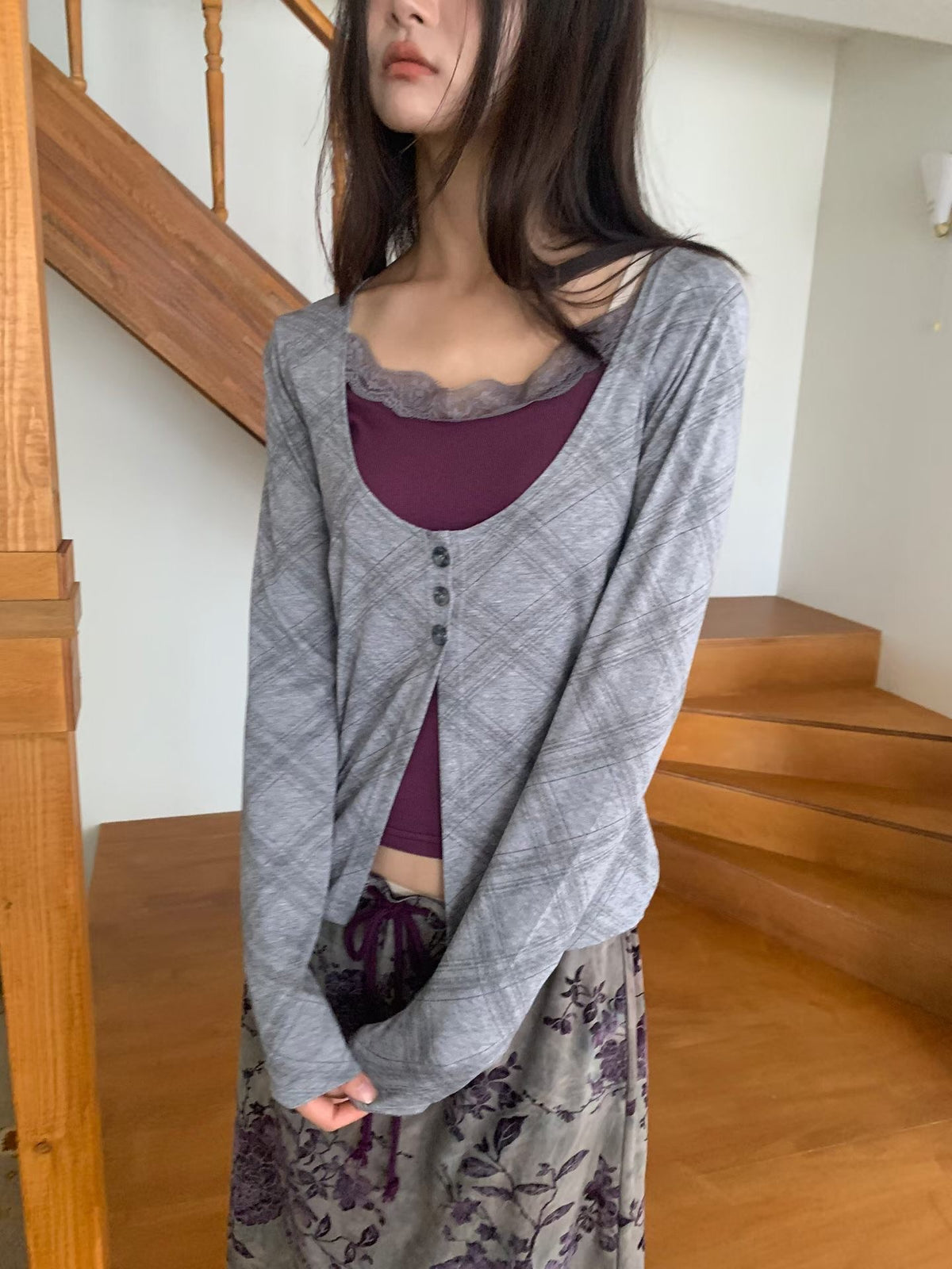 Lace scoop neck tank top（3colors)