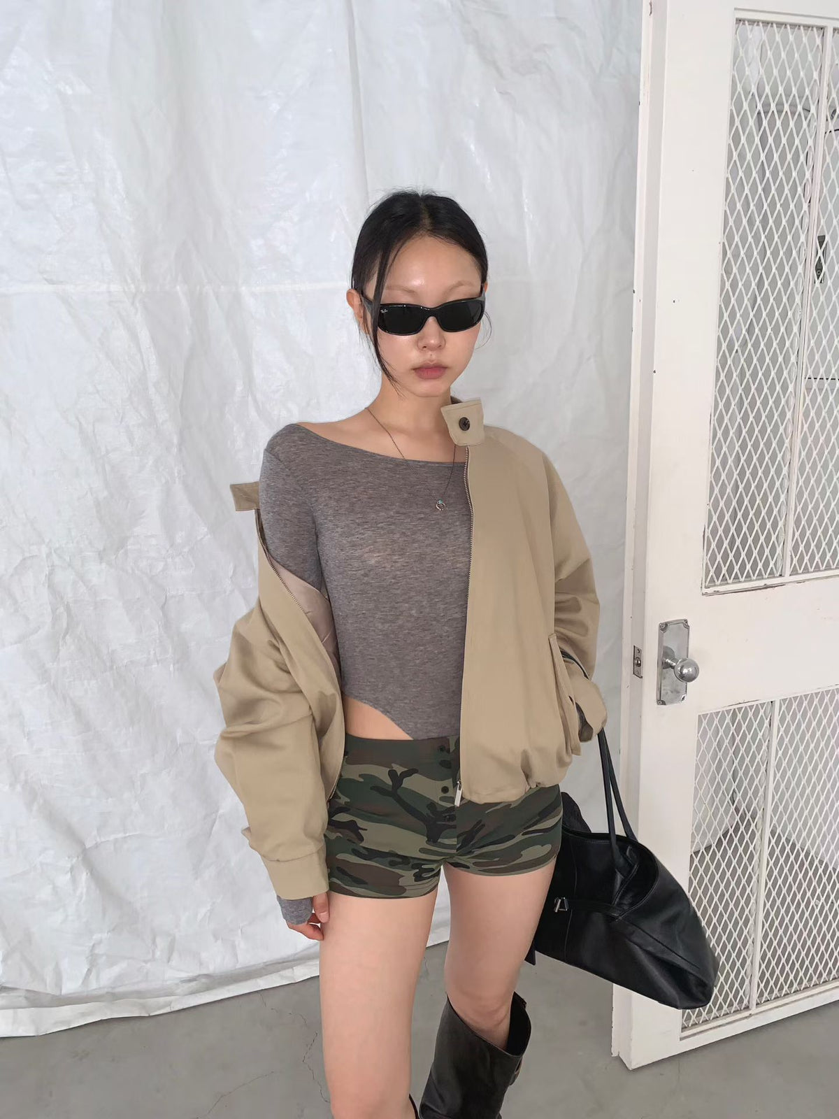Stand Collar Blouson Jacket (3 colors)