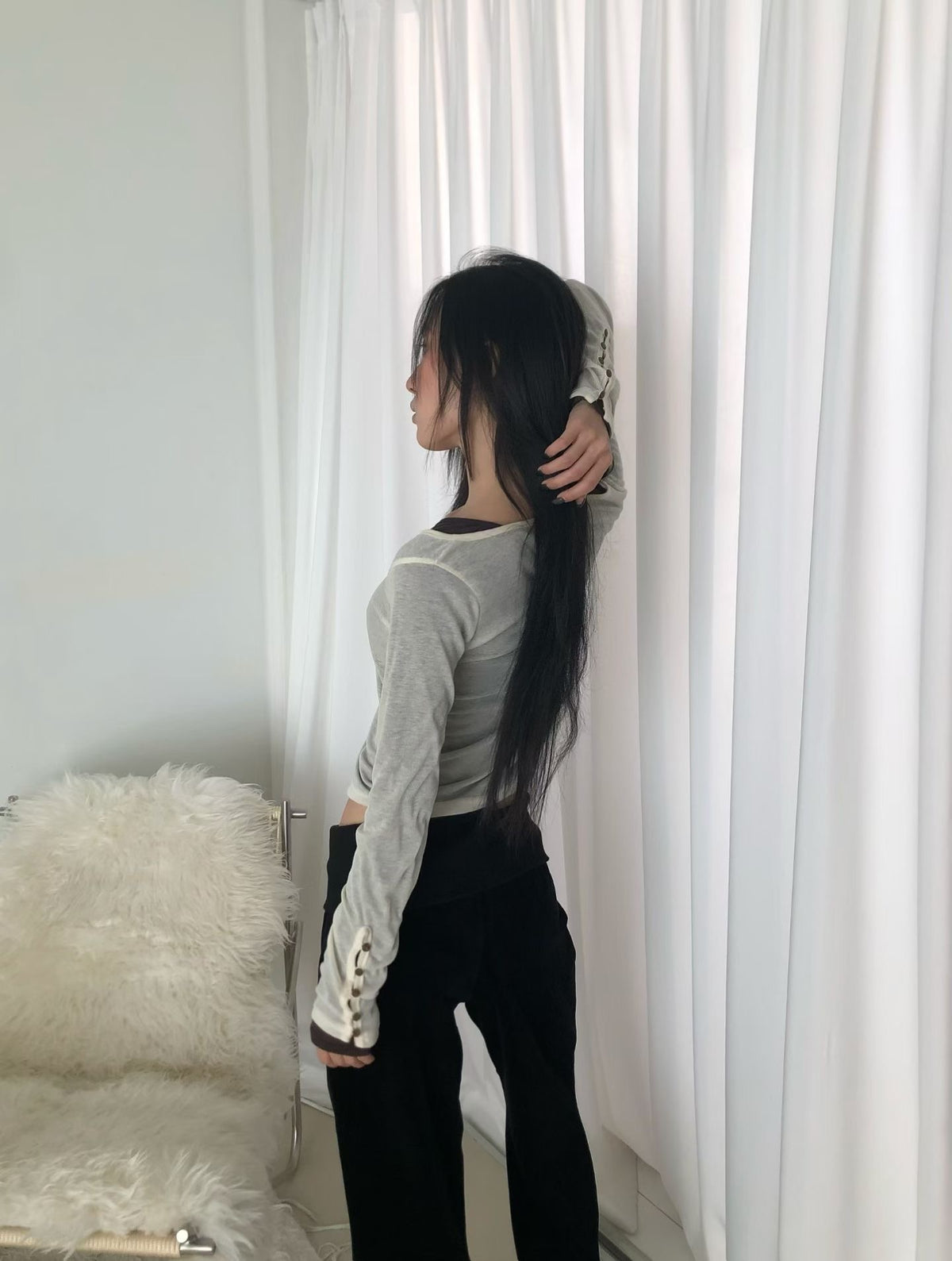 Button-cuff slit knit cardigan（5 colors)