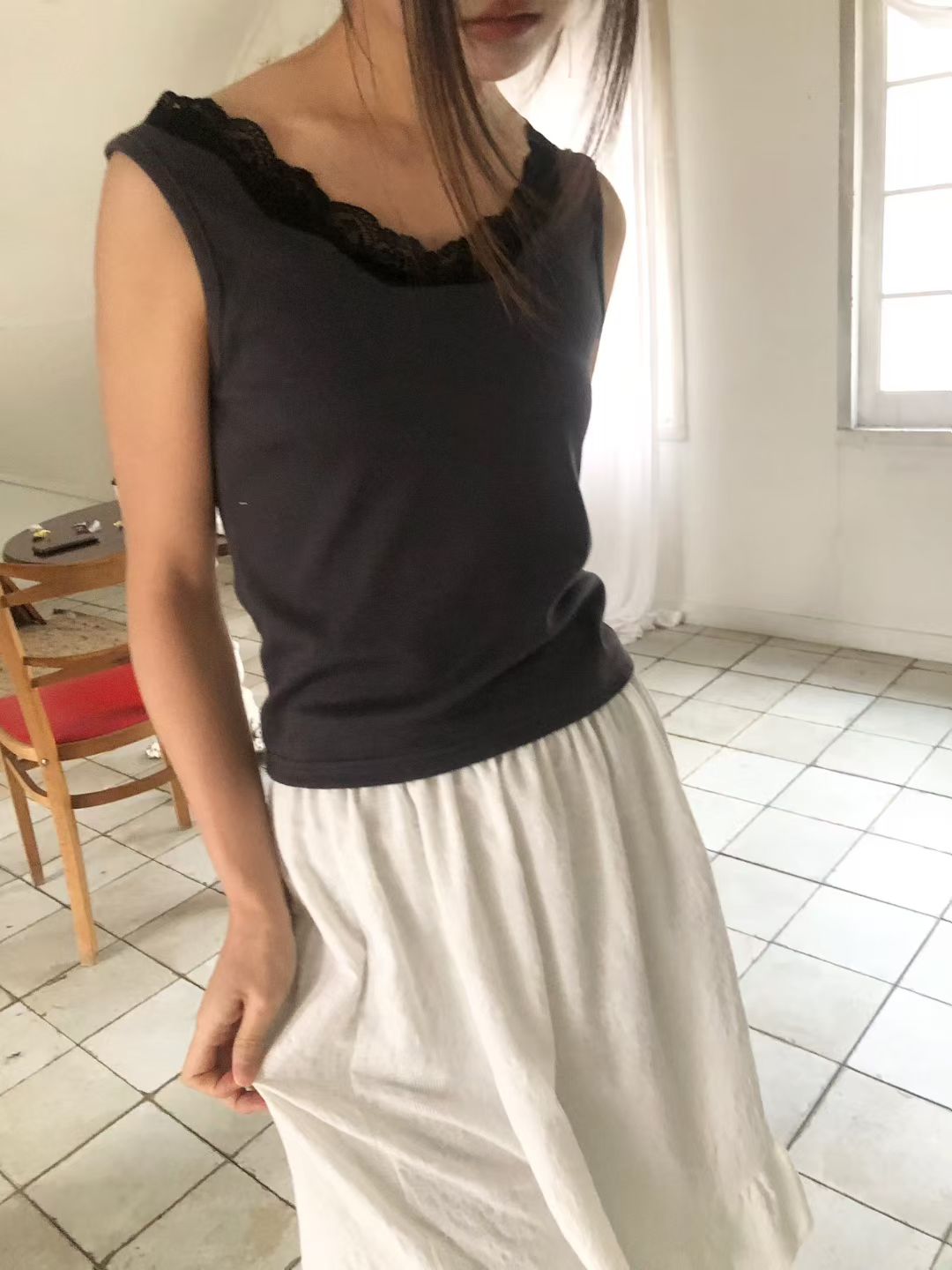 Lace scoop neck tank top（3colors)