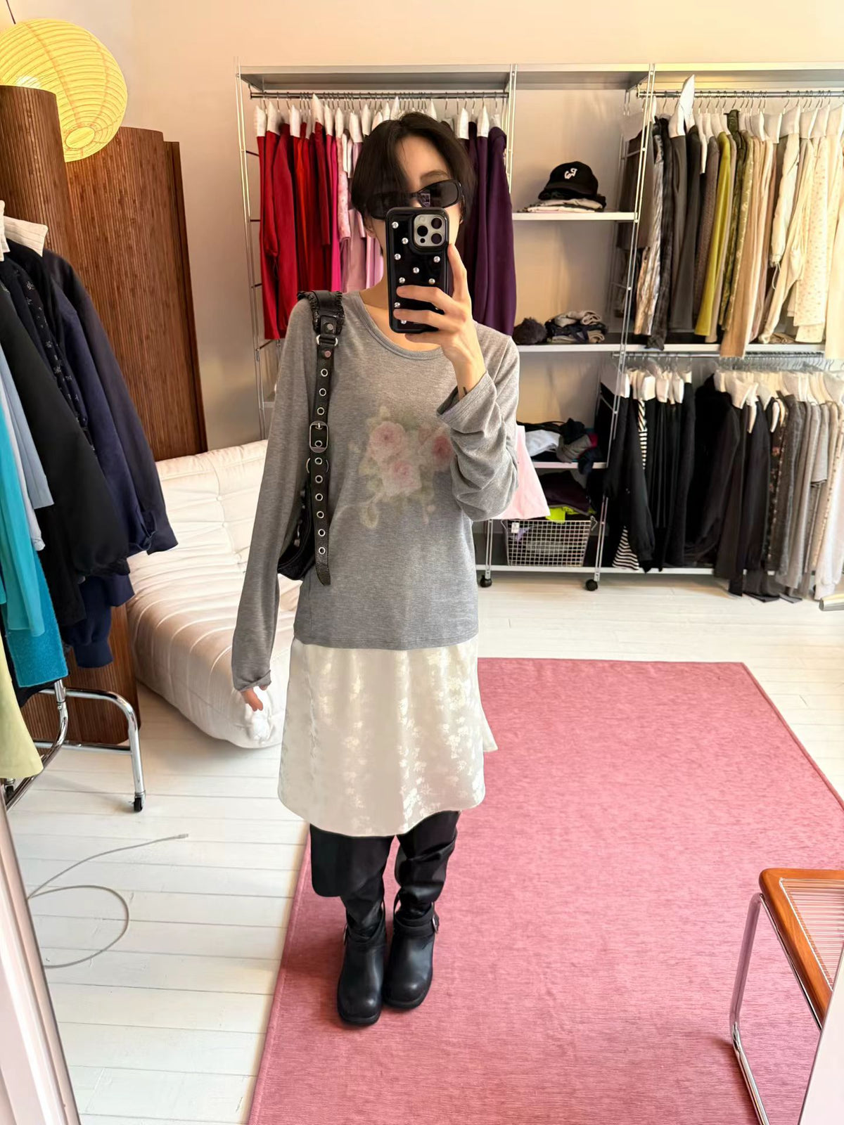 輕霧玫瑰慵懶微寬鬆上衣