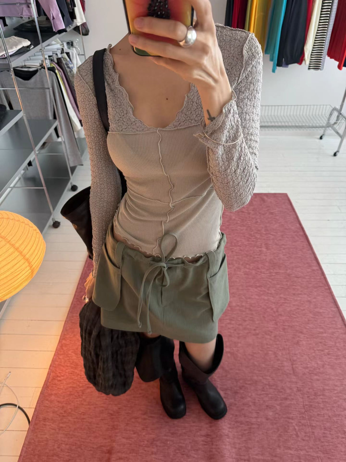 marly lace long sleeved t（3 colors)